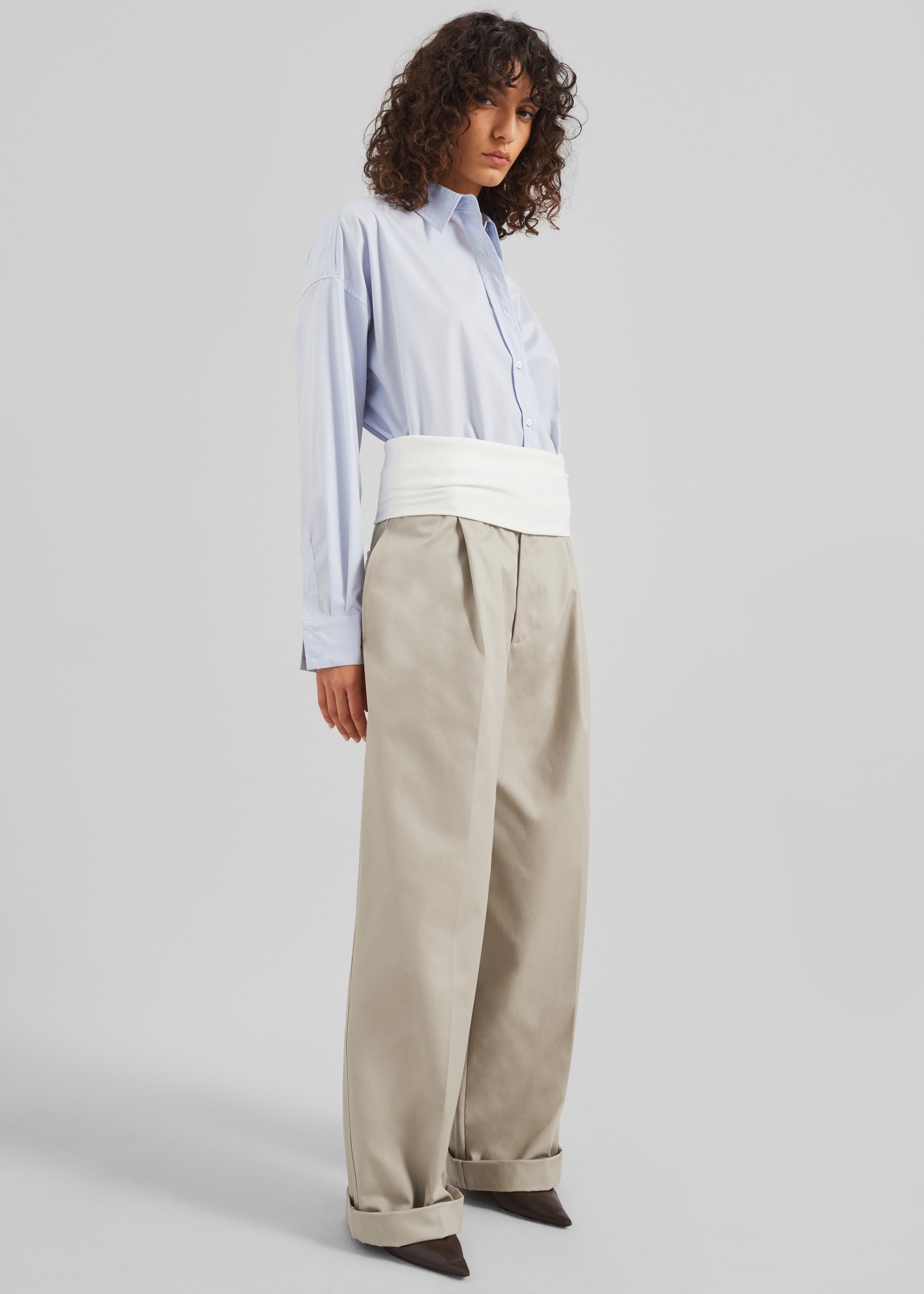 Darkpark Wendy Elastic Waist Wide-Leg Trousers - Beige - 4