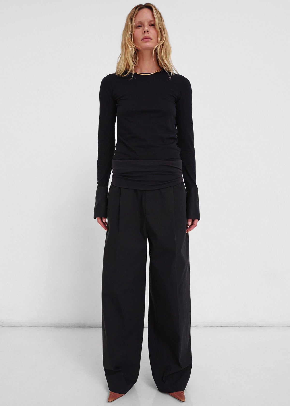 Darkpark Wendy Elastic Waist Wide Leg Trousers - Black - 3