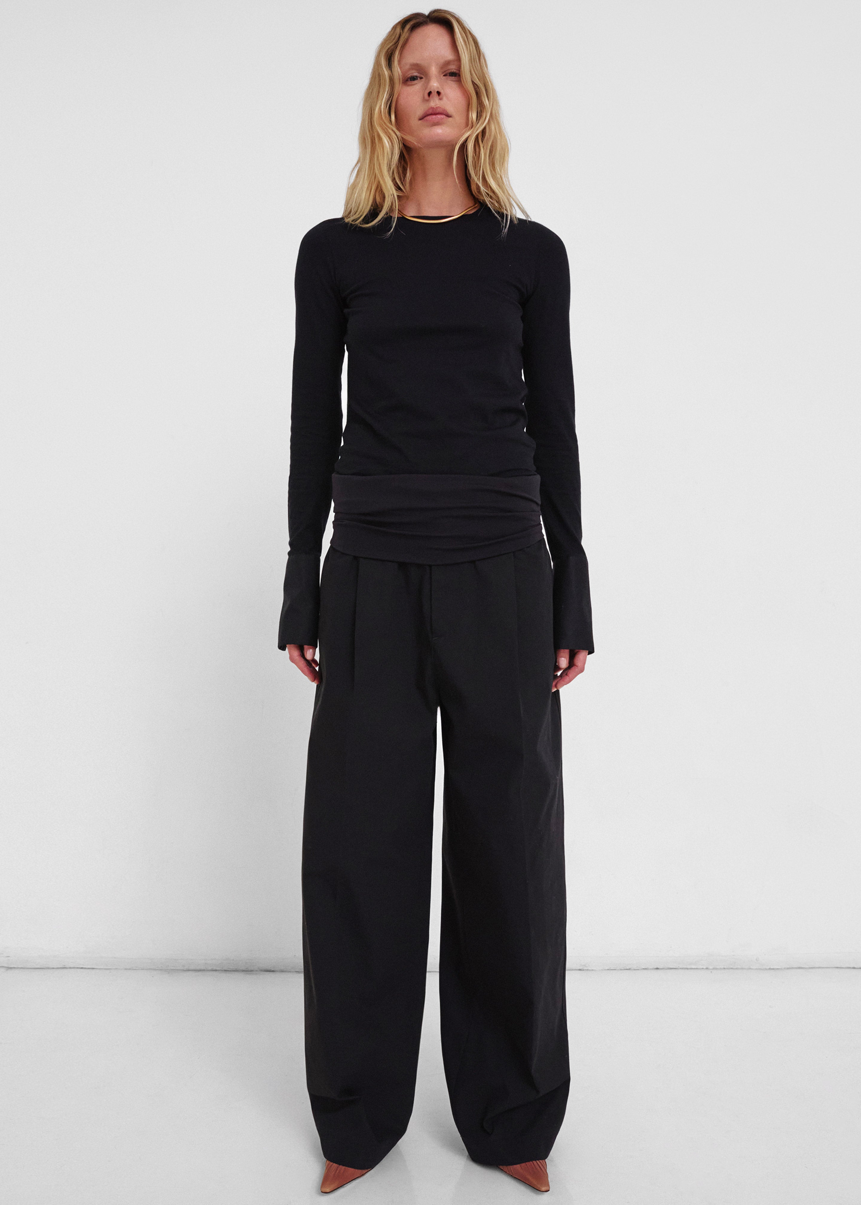 Darkpark Wendy Elastic Waist Wide Leg Trousers - Black - 3
