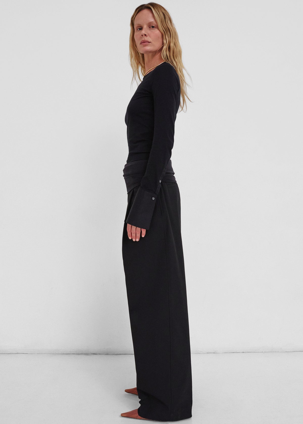 Darkpark Wendy Elastic Waist Wide Leg Trousers - Black - 5