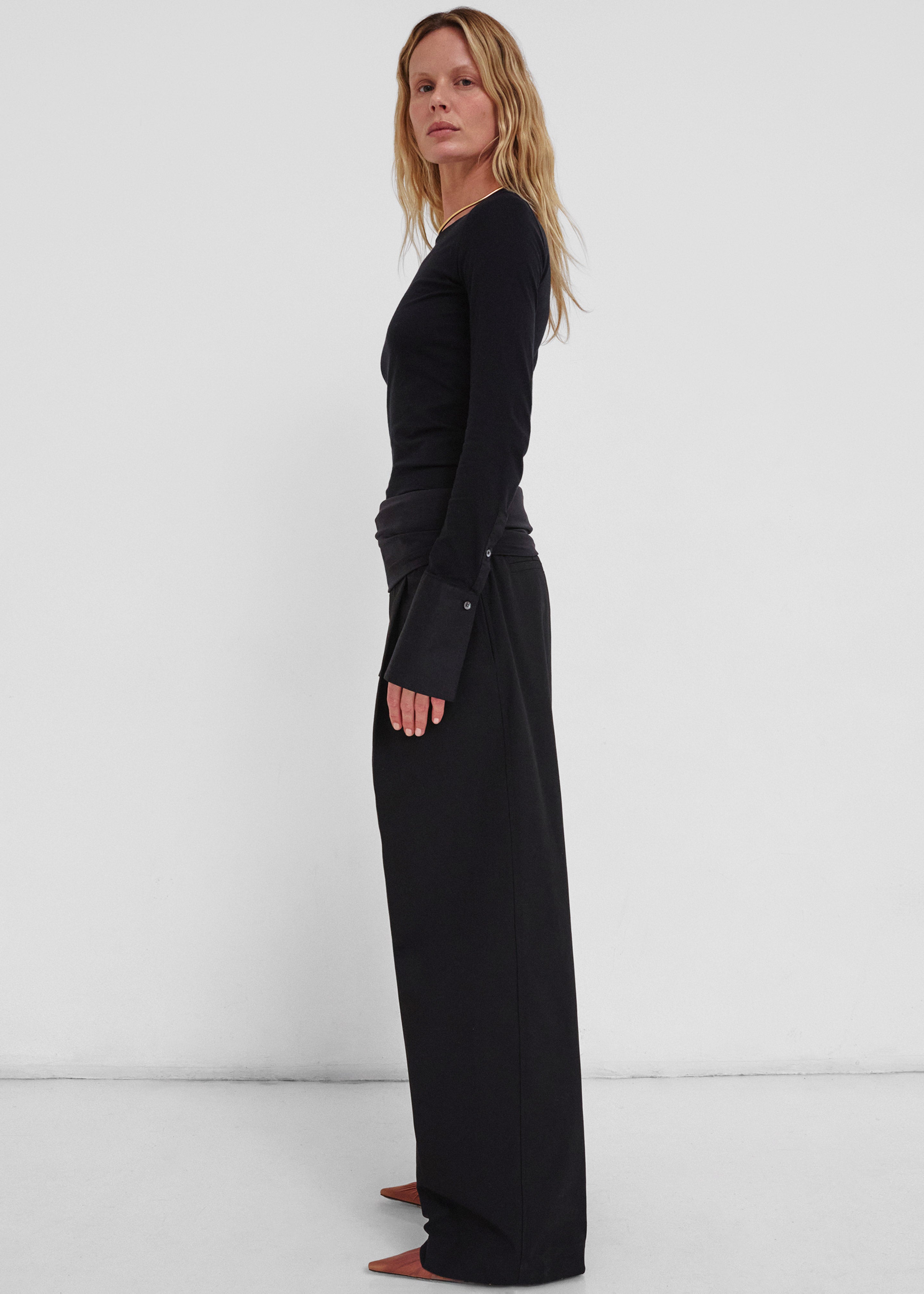 Darkpark Wendy Elastic Waist Wide Leg Trousers - Black - 5