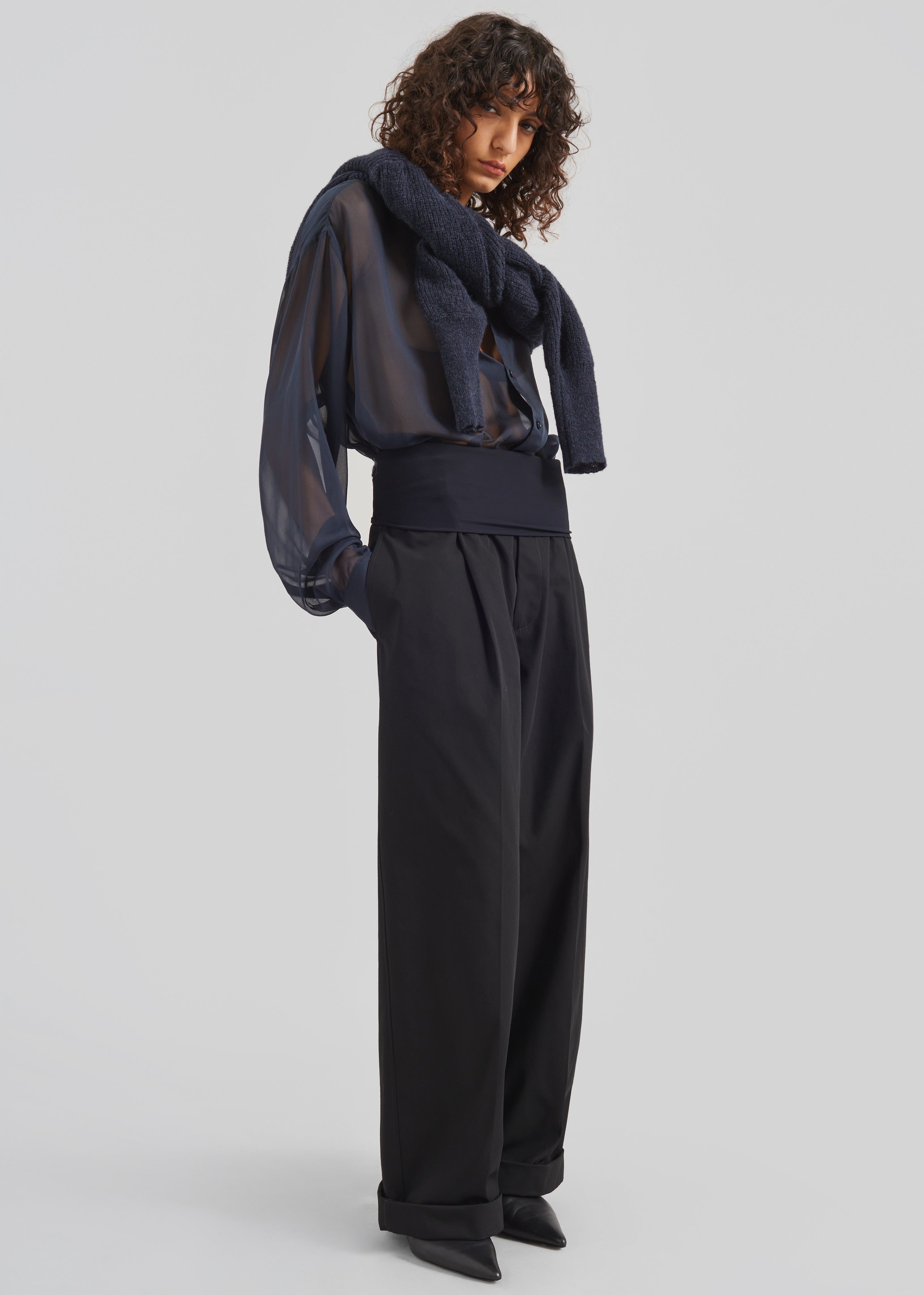 Darkpark Wendy Elastic Waist Wide Leg Trousers - Black - 4