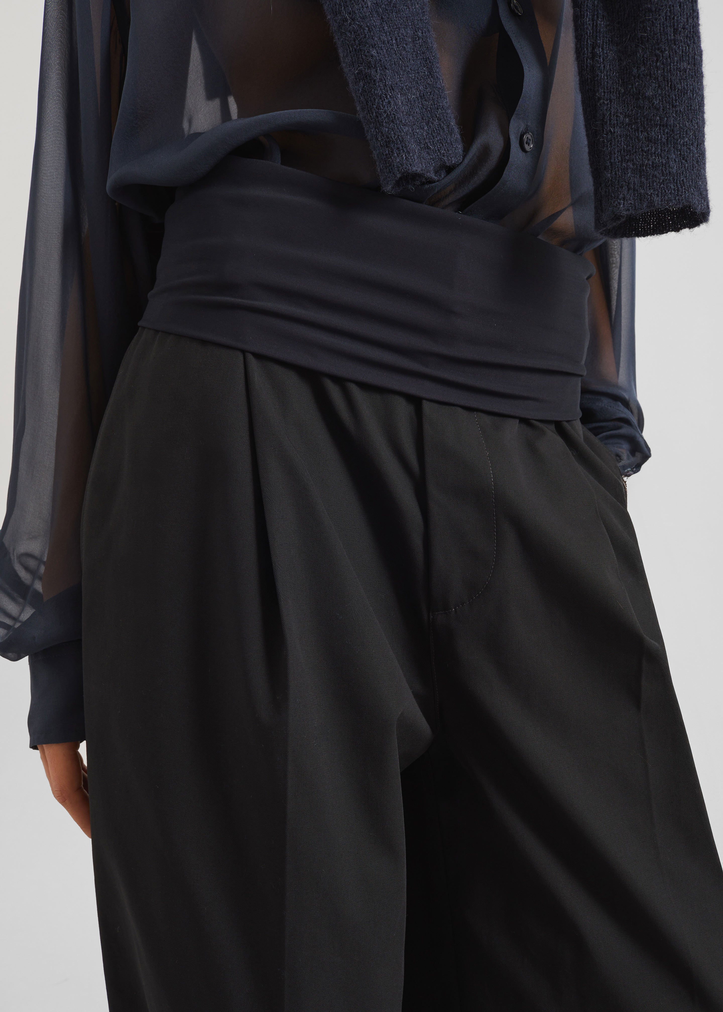 Darkpark Wendy Elastic Waist Wide Leg Trousers - Black - 2