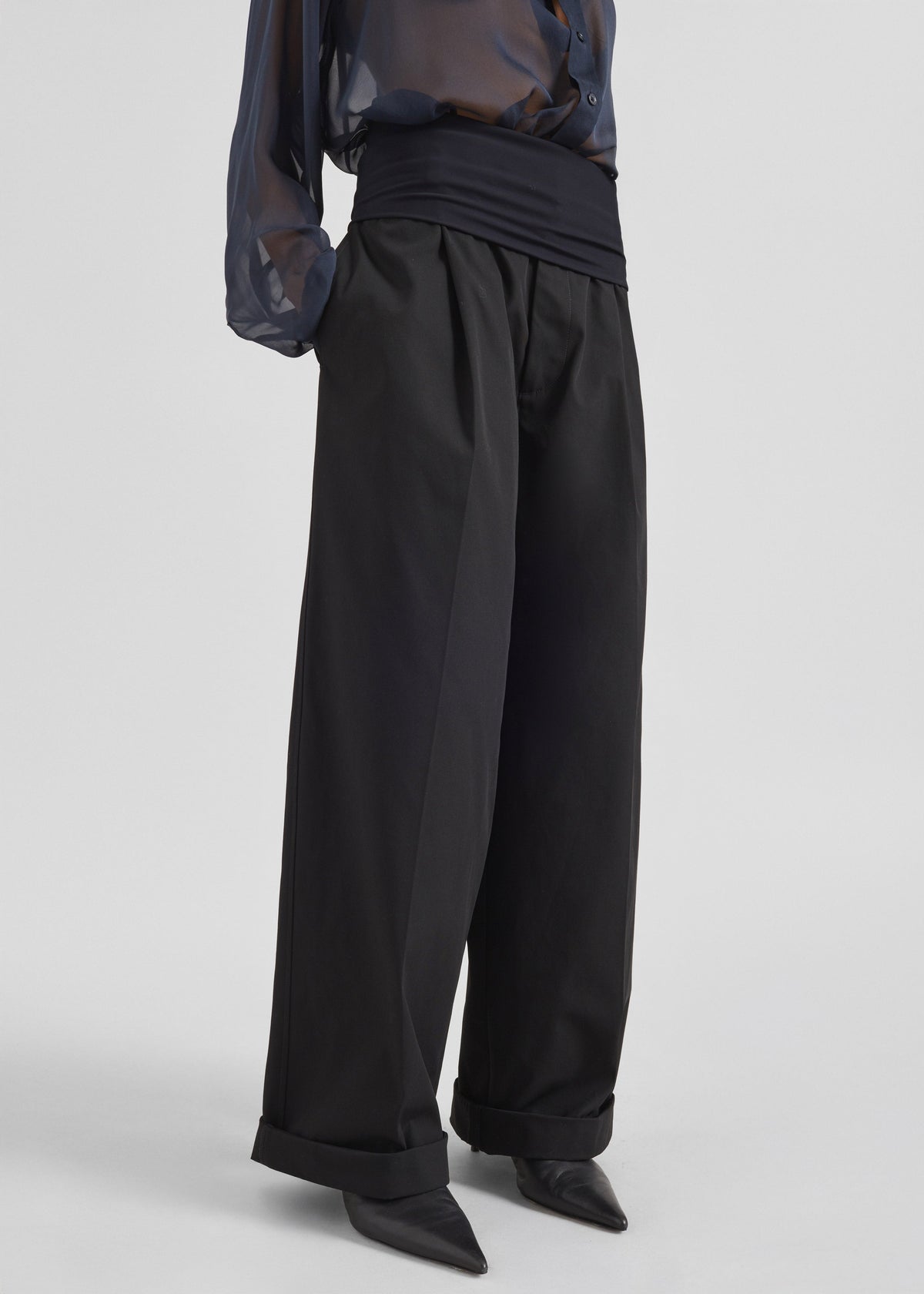 Darkpark Wendy Elastic Waist Wide Leg Trousers - Black - 1