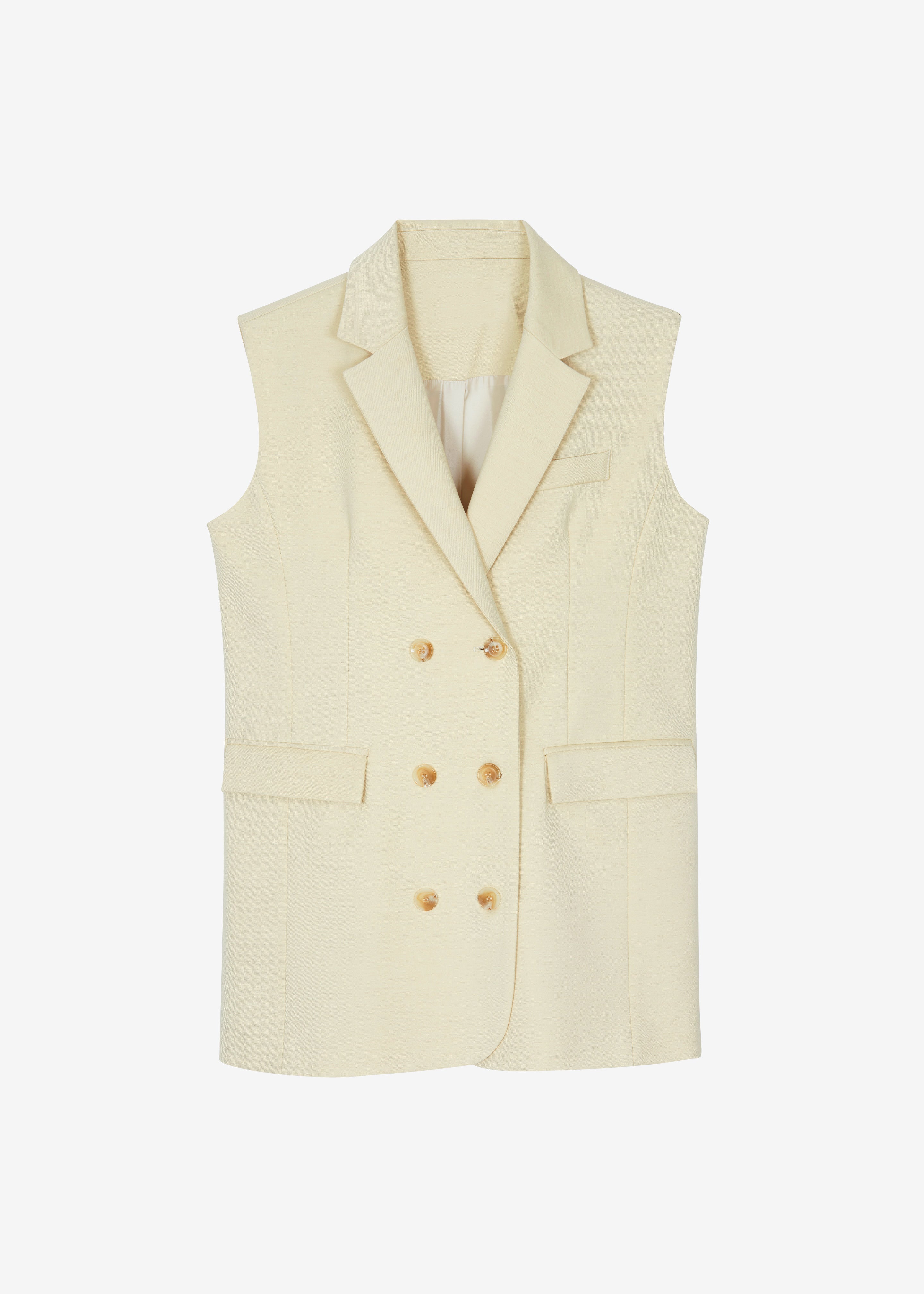 Daven Sleeveless Scarf Blazer - Cement - 8