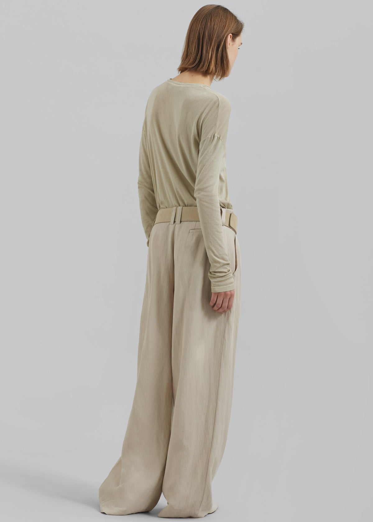 Daytona Pleated Linen Trousers - Cement - 6
