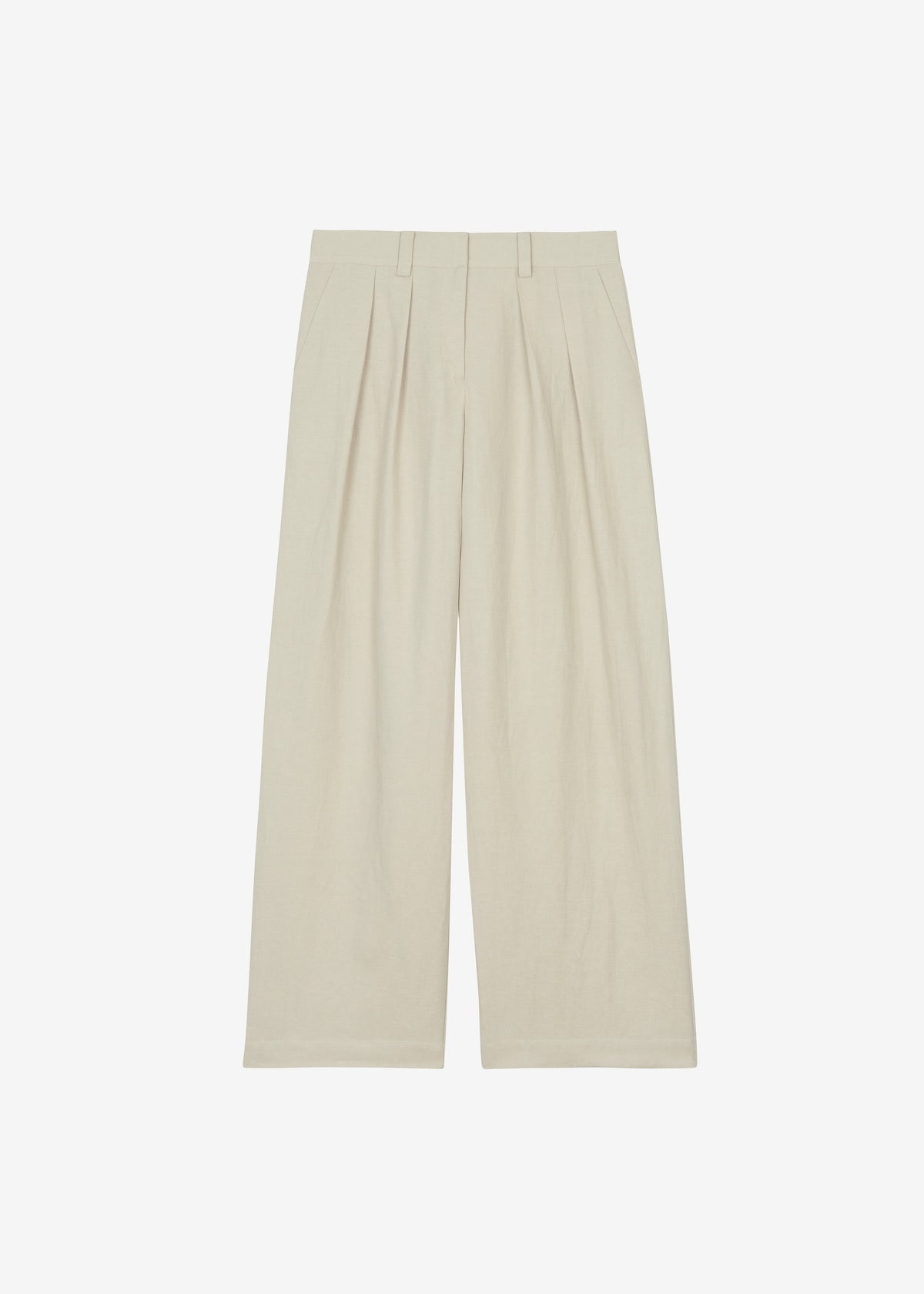Daytona Pleated Linen Trousers - Cement - 7