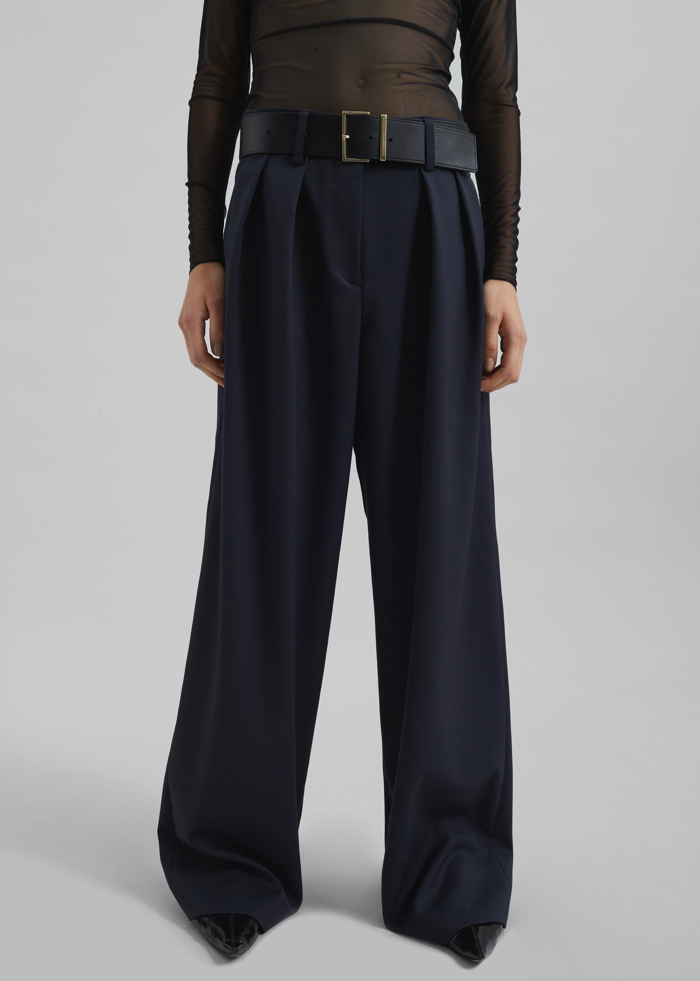 Daytona Pleated Trousers - Navy - 1