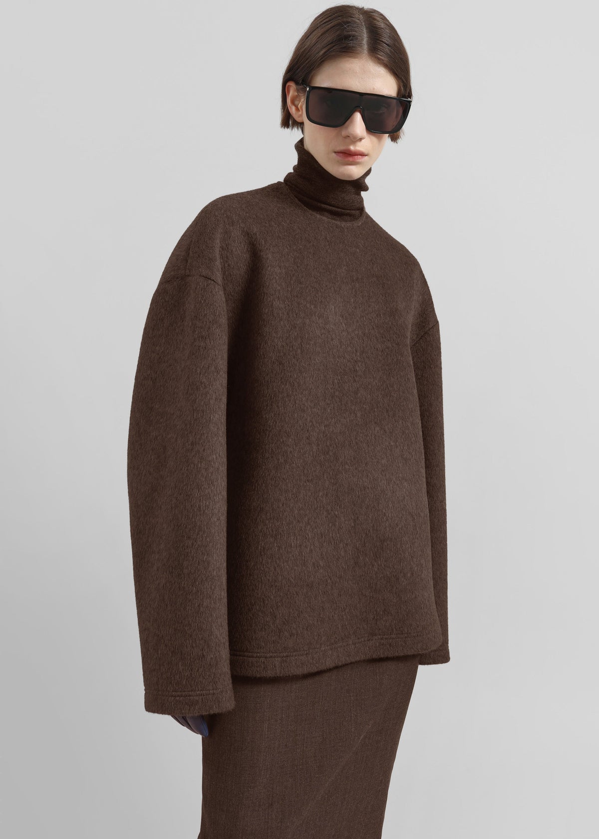 Delancey Long Sleeve Wool Top - Brown Melange - 1