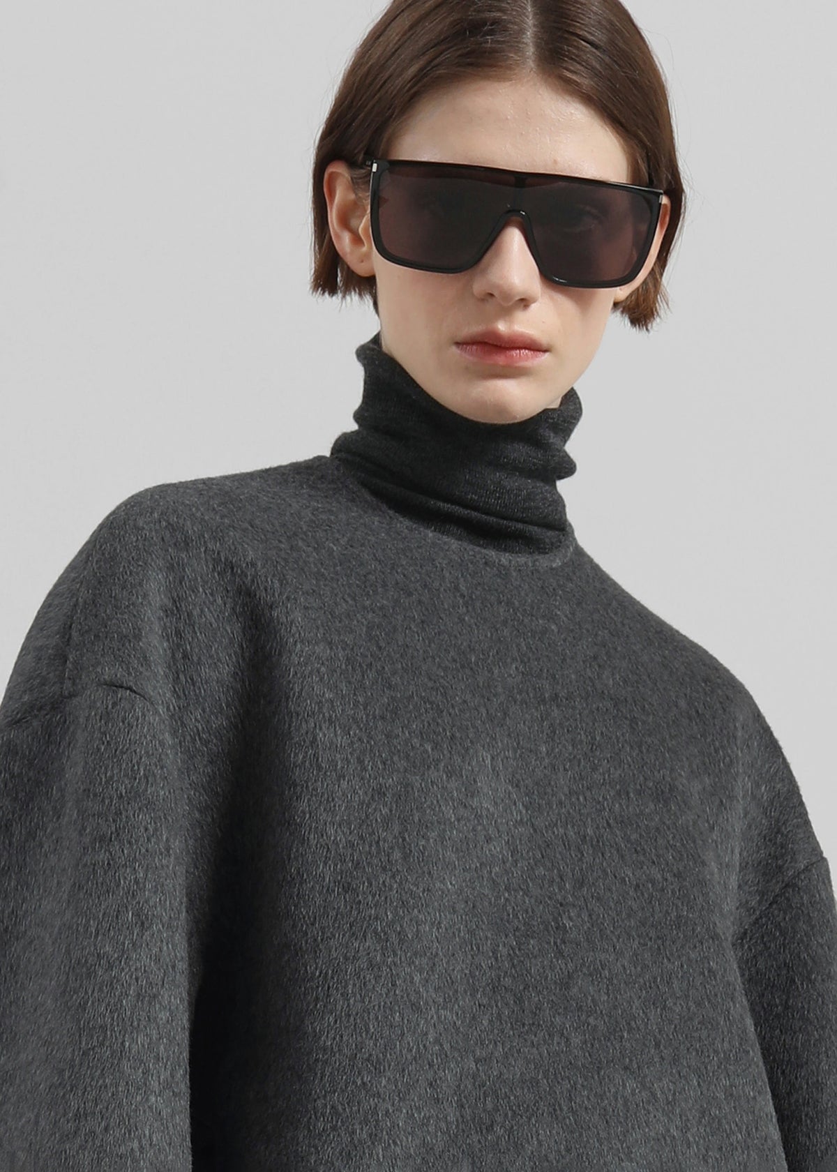 Delancey Long Sleeve Wool Top - Dark Grey Melange - 4