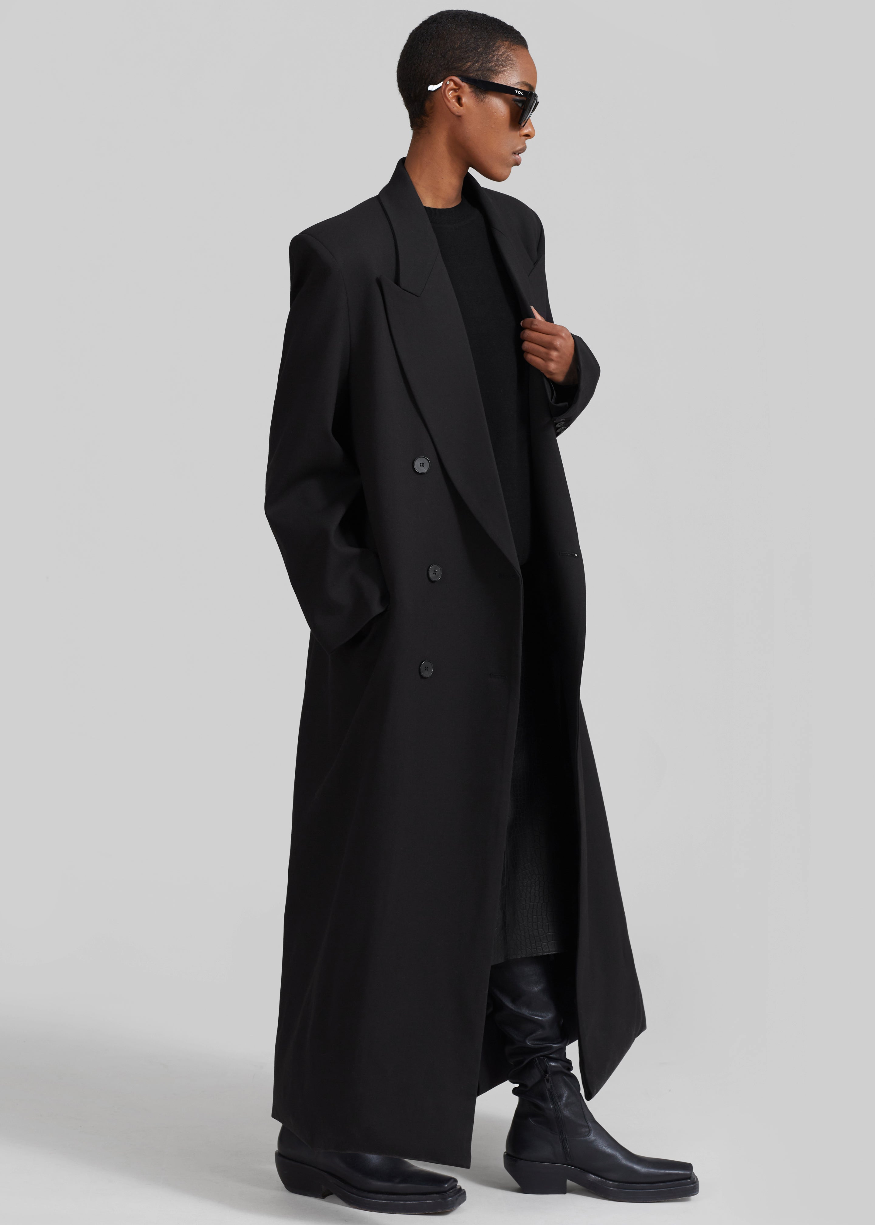 Delphina Long Coat - Black - 3