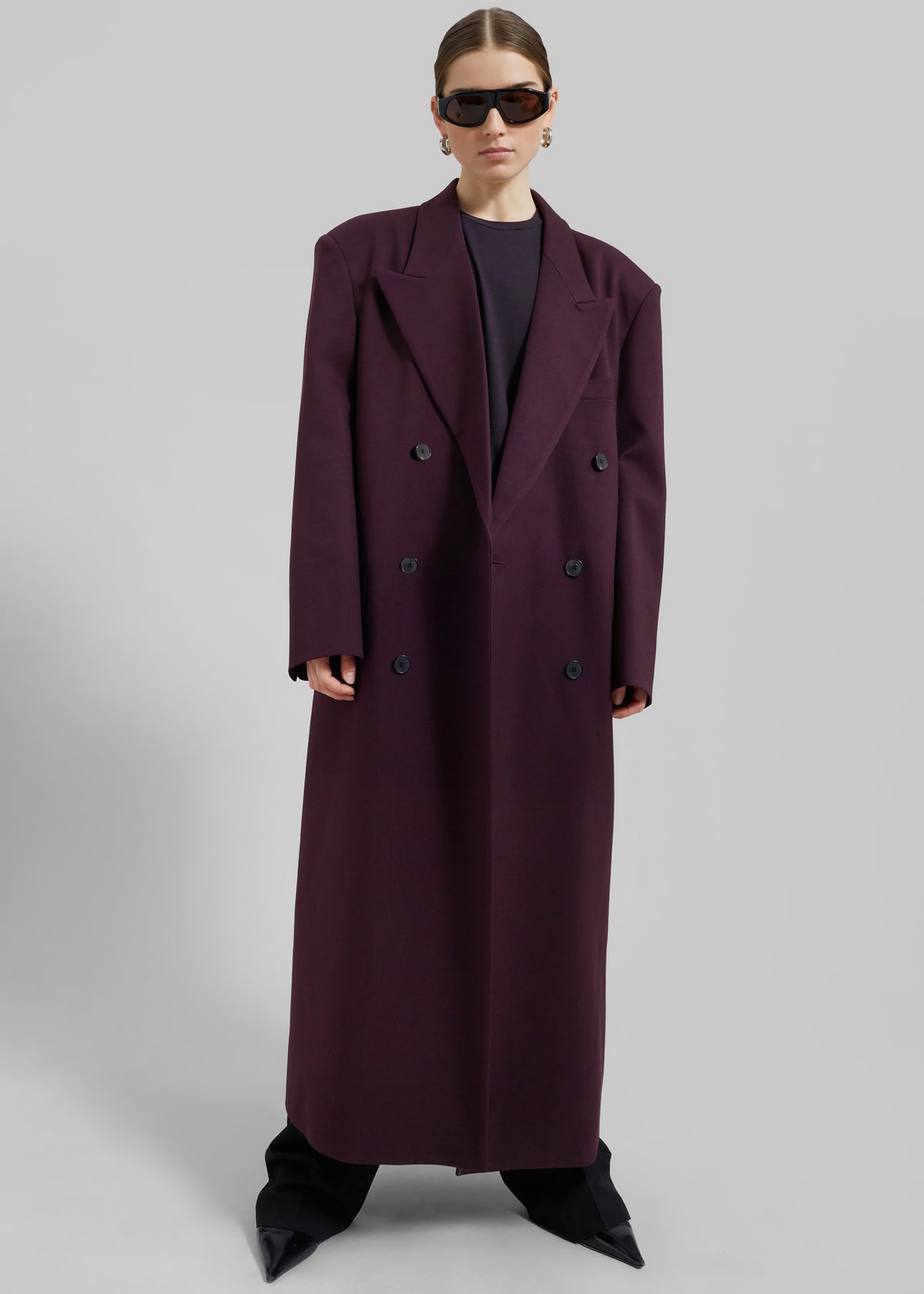 Delphina Long Coat - Burgundy - 9
