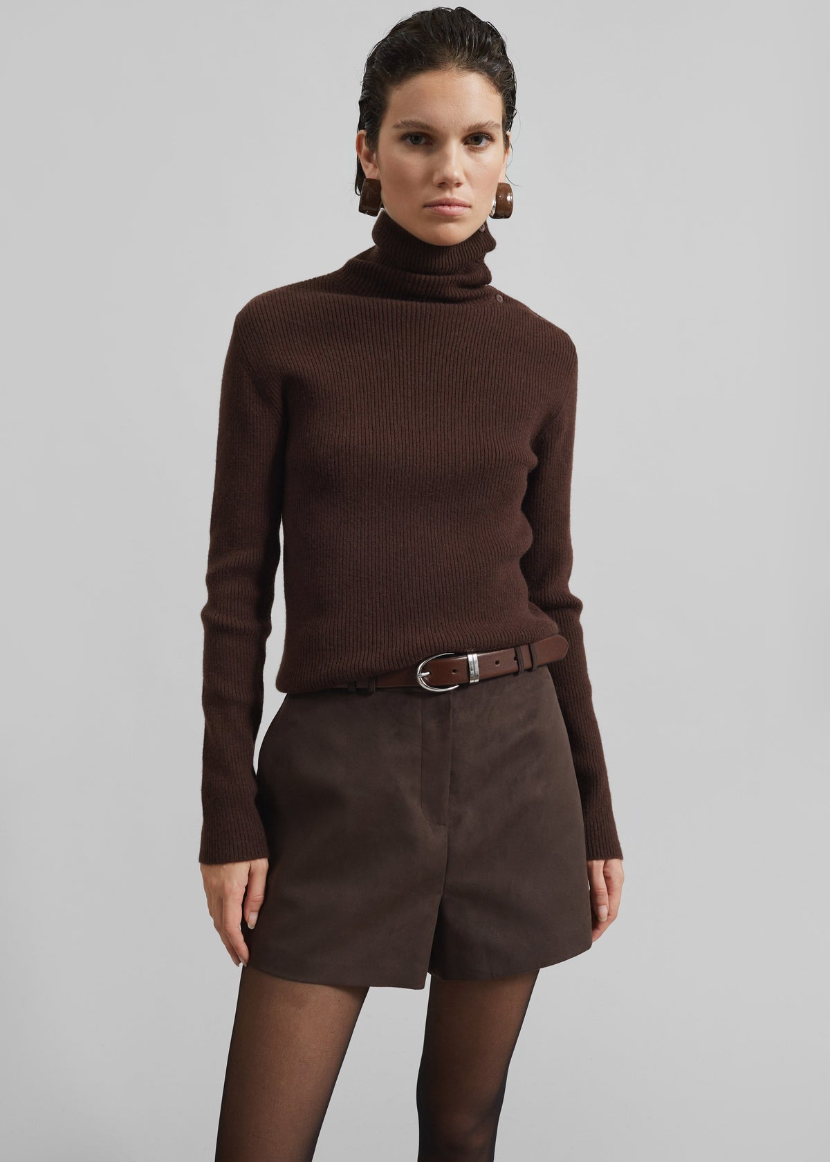 Devar Turtleneck Sweater - Brown - 1