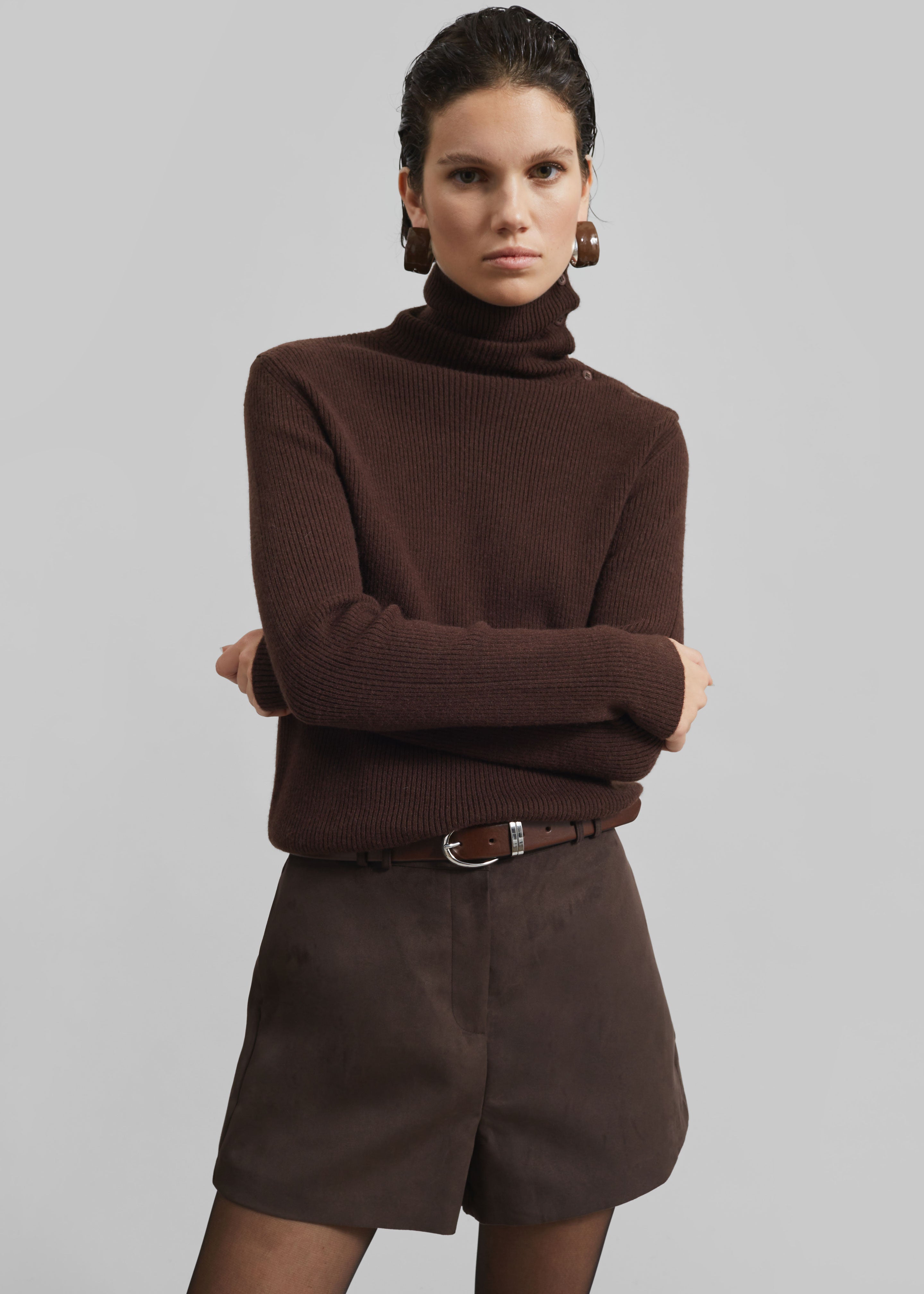 Devar Turtleneck Sweater - Brown - 7