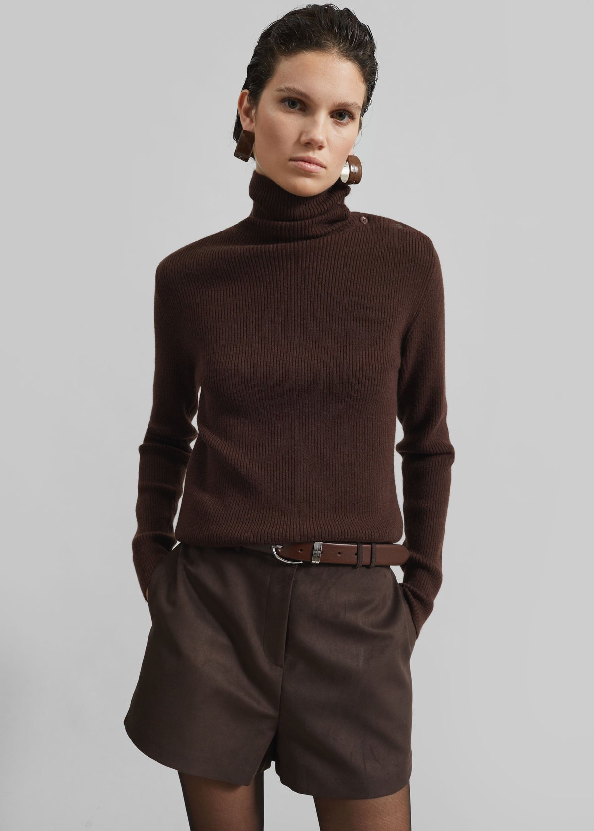 Devar Turtleneck Sweater - Brown - 8
