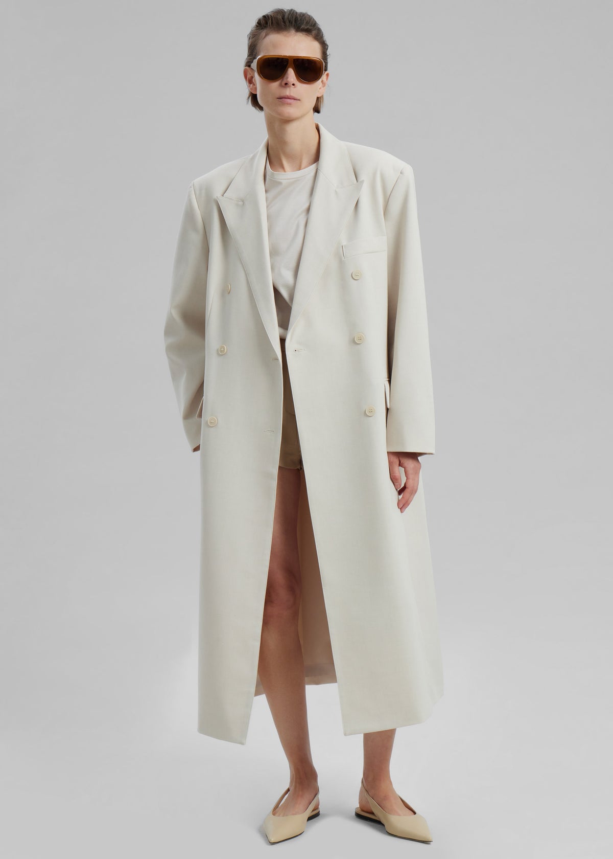 Dex Double Breasted Coat - Beige - 4