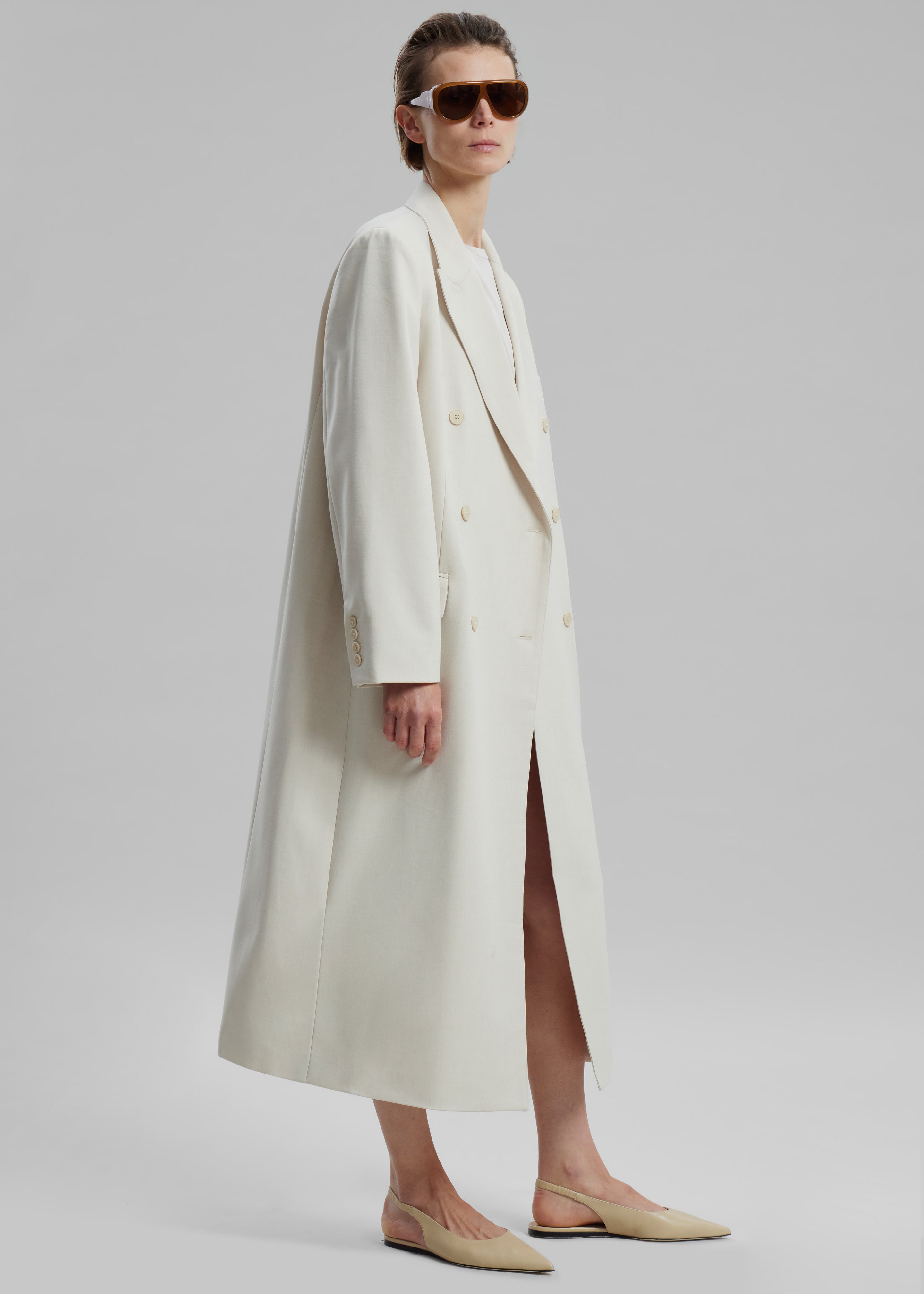 Dex Double Breasted Coat - Beige - 1