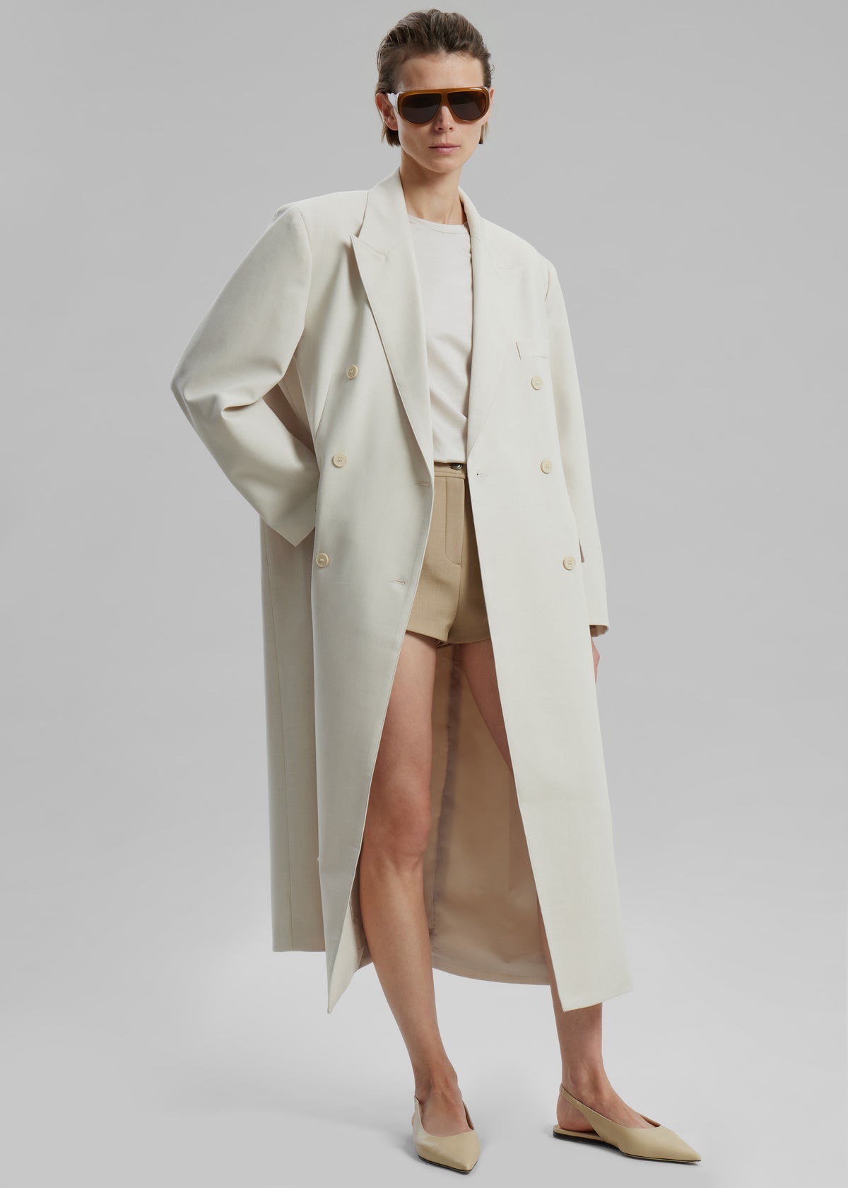 Dex Double Breasted Coat - Beige - 3