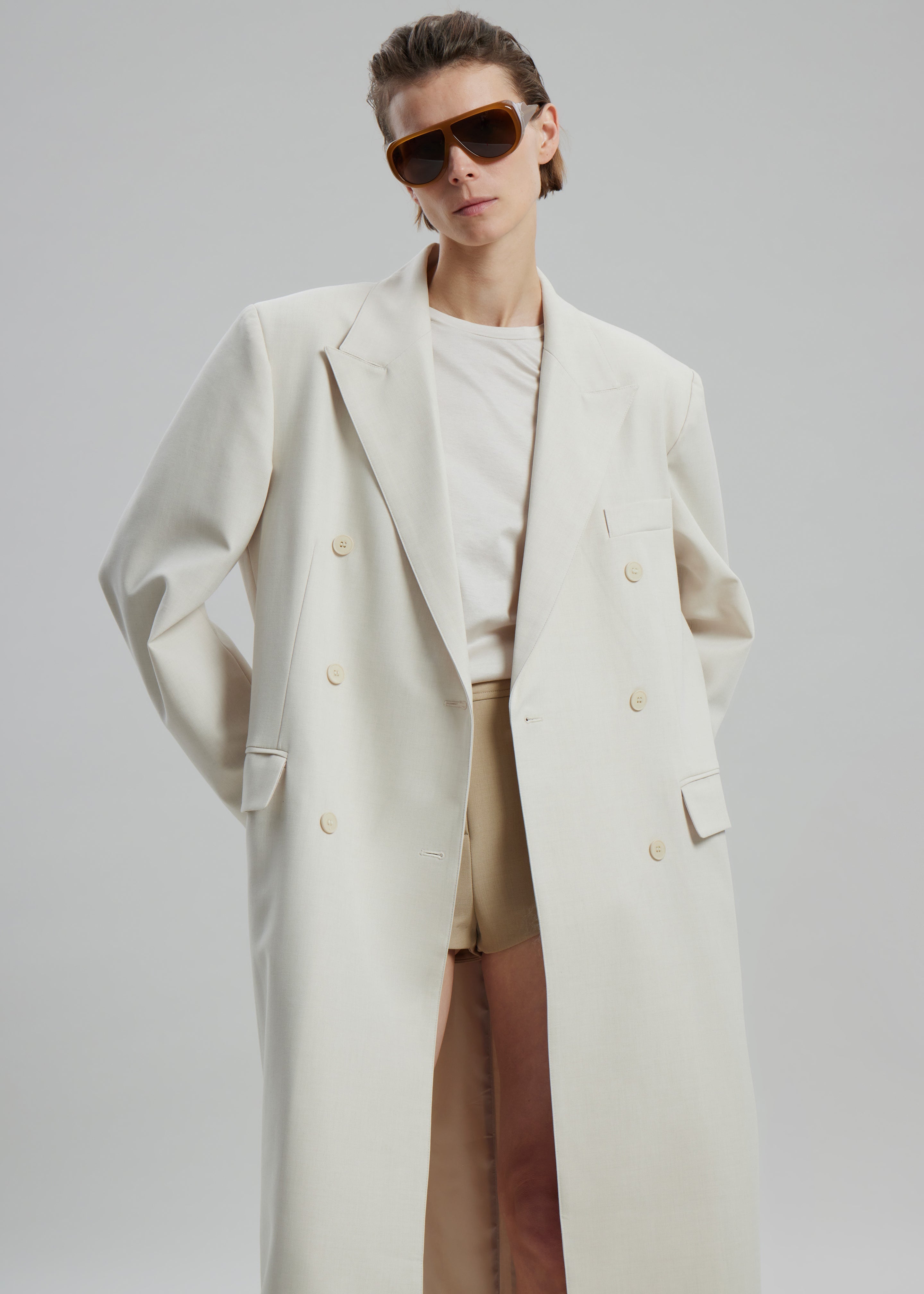 Dex Double Breasted Coat - Beige - 2