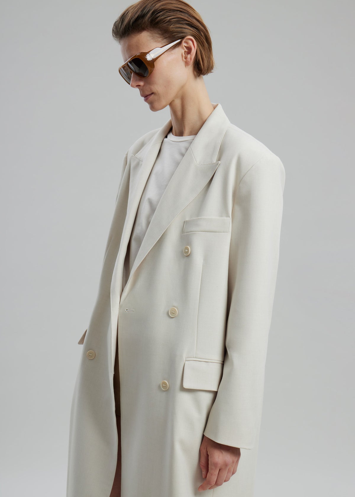 Dex Double Breasted Coat - Beige - 5