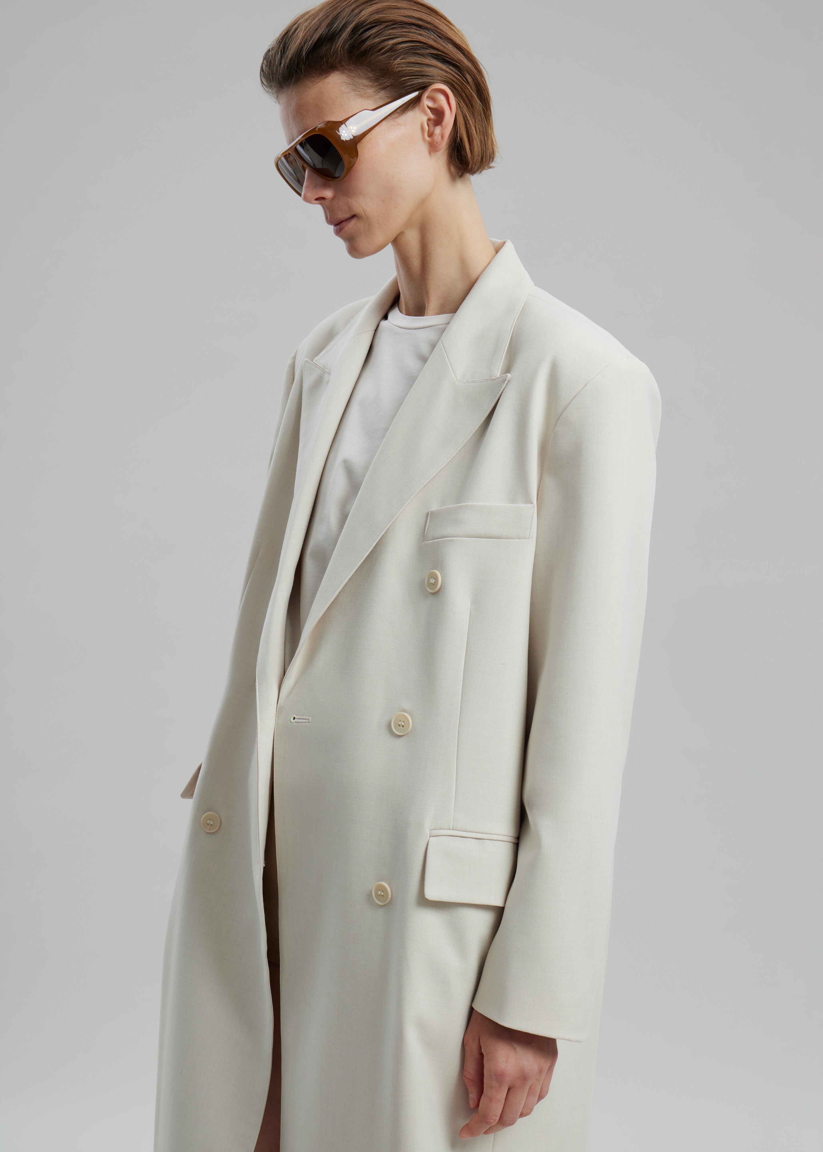 Dex Double Breasted Coat - Beige - 5