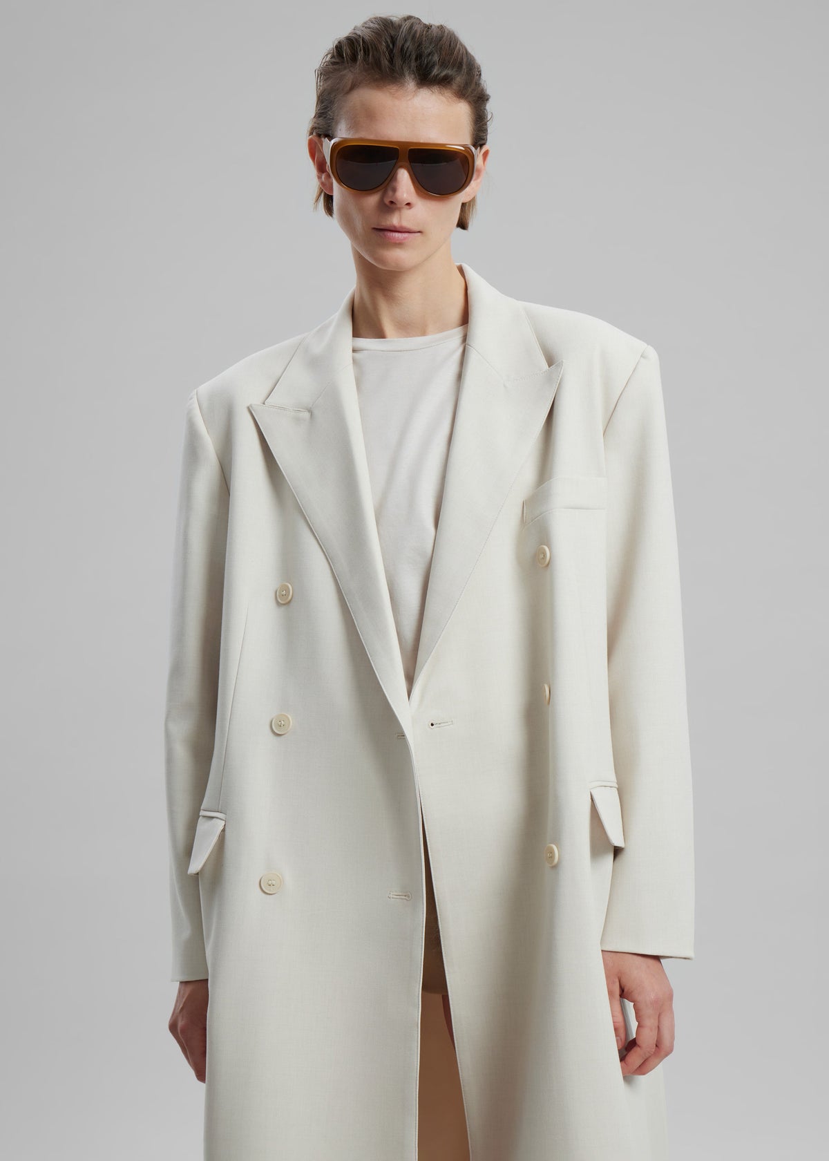 Dex Double Breasted Coat - Beige - 6