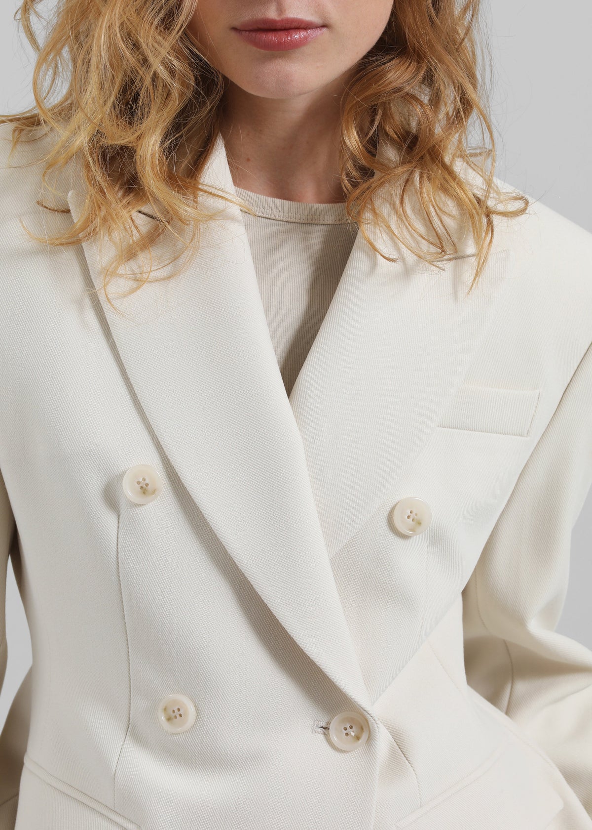 Dina Double Breasted Blazer - Cream - 3
