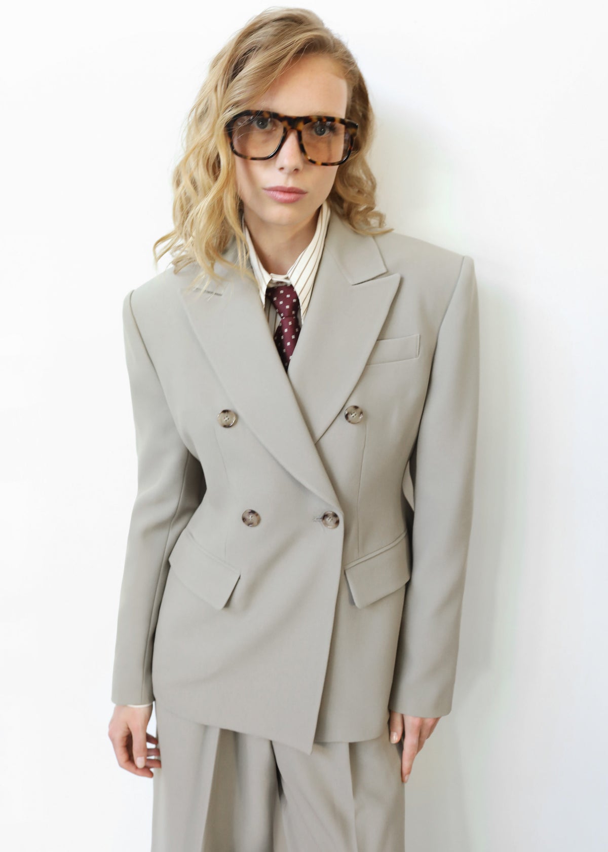 Dina Double Breasted Blazer - Light Taupe - 1