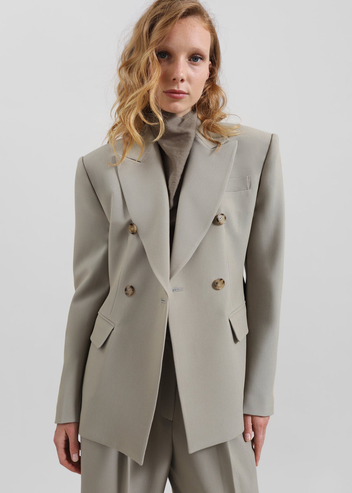 Dina Double Breasted Blazer - Light Taupe - 4