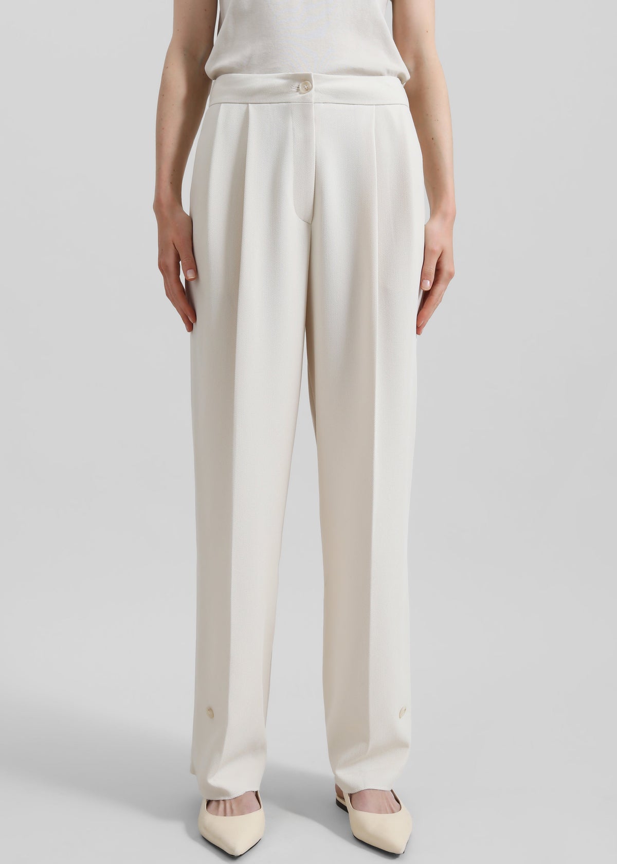 Dina Pleated Trousers - Cream - 7
