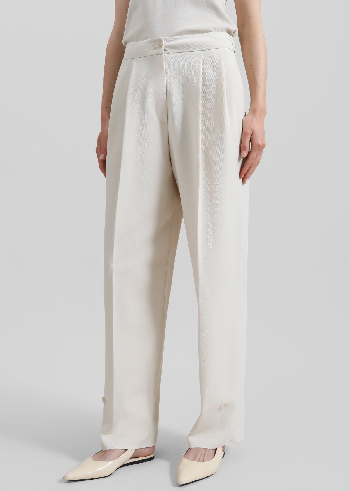 Dina Pleated Trousers - Cream - 6