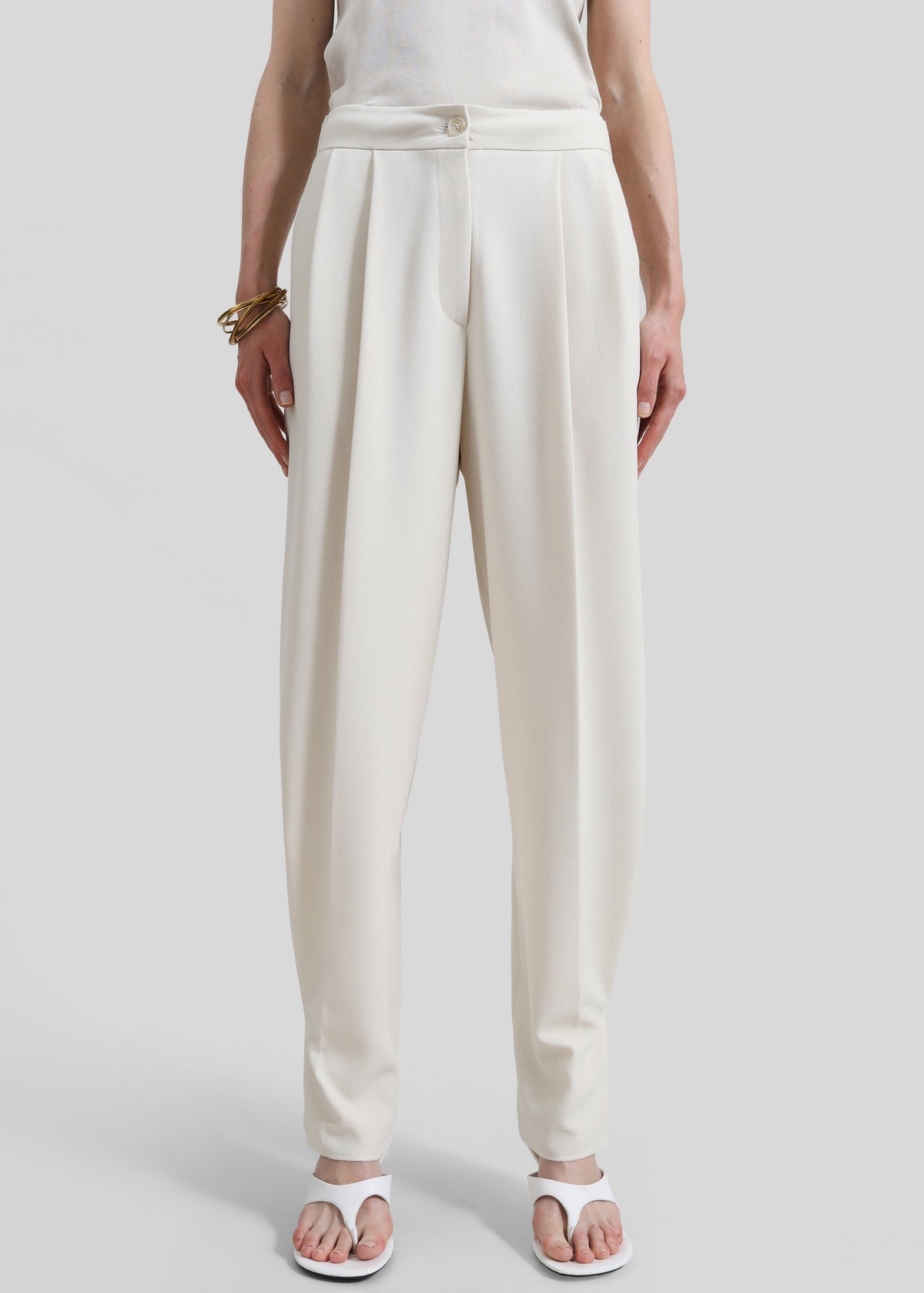 Dina Pleated Trousers - Cream - 1