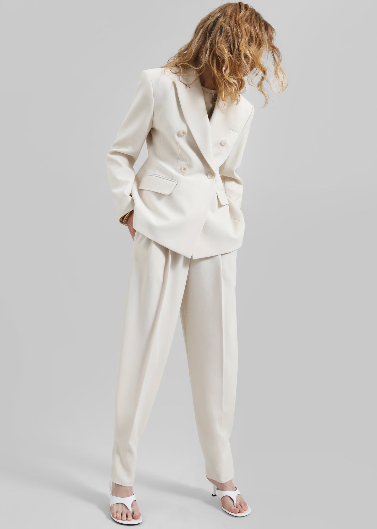 Dina Pleated Trousers - Cream - 2