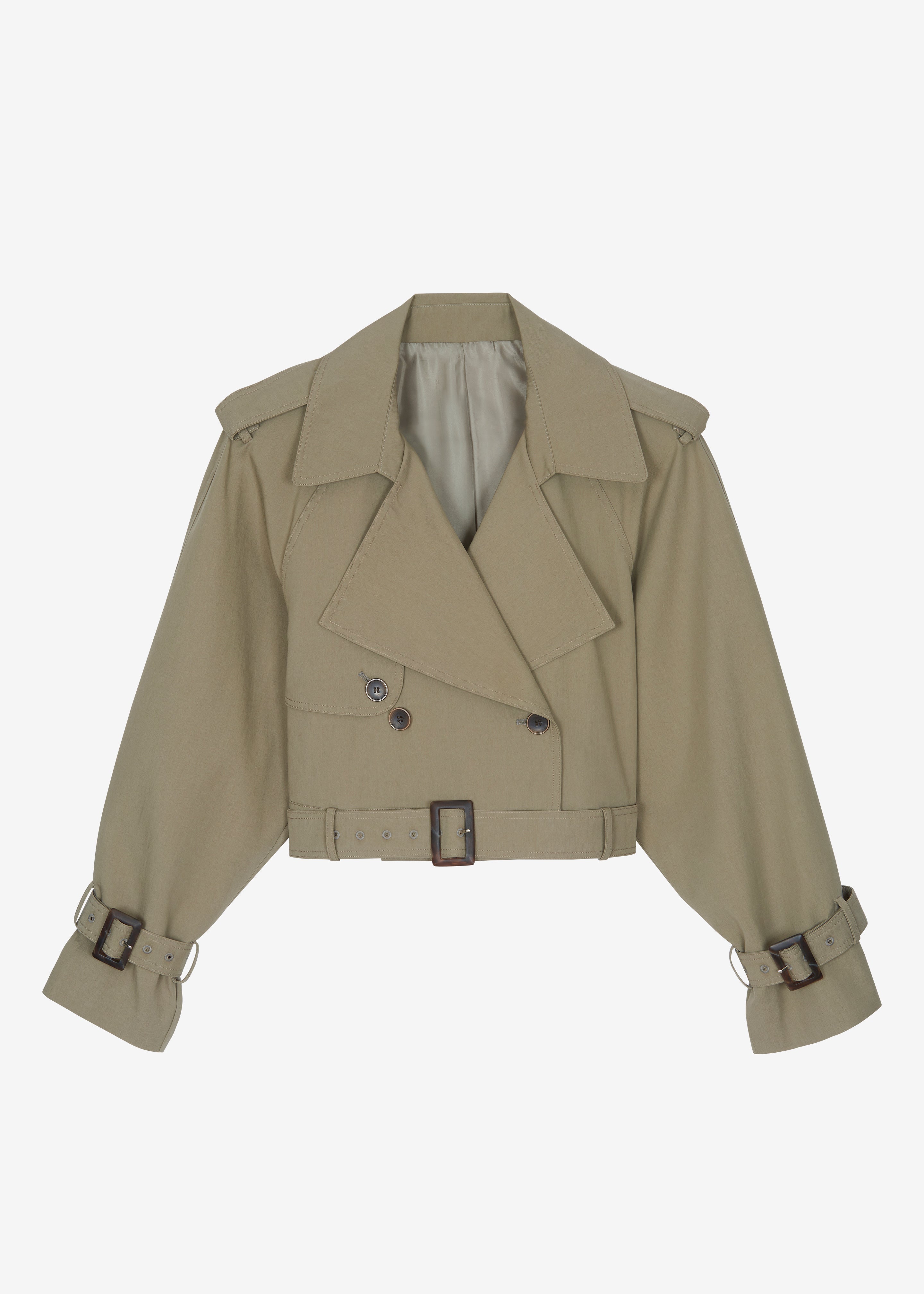 Disley Cropped Trench - Pale Olive - 9