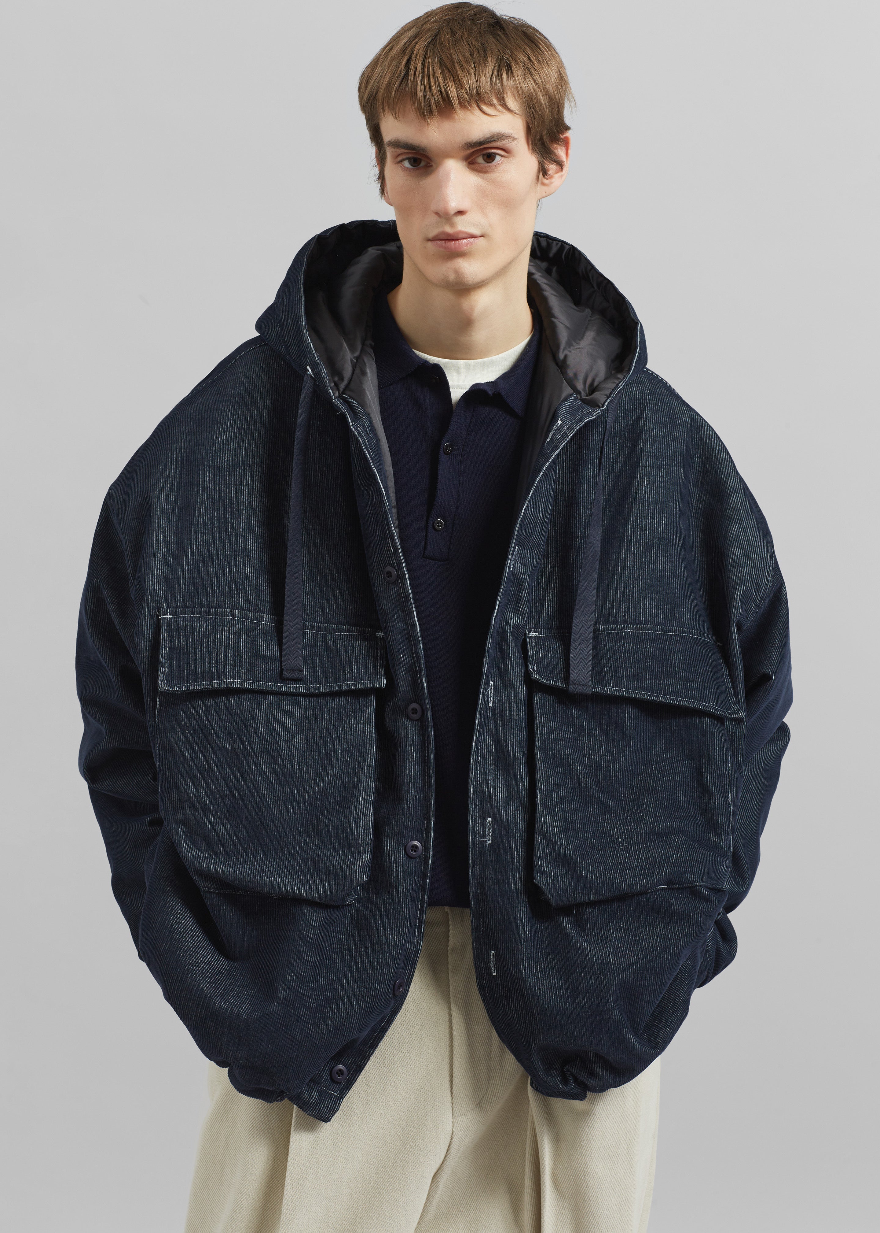 Donovan Padded Denim Jacket - Dark Wash - 1