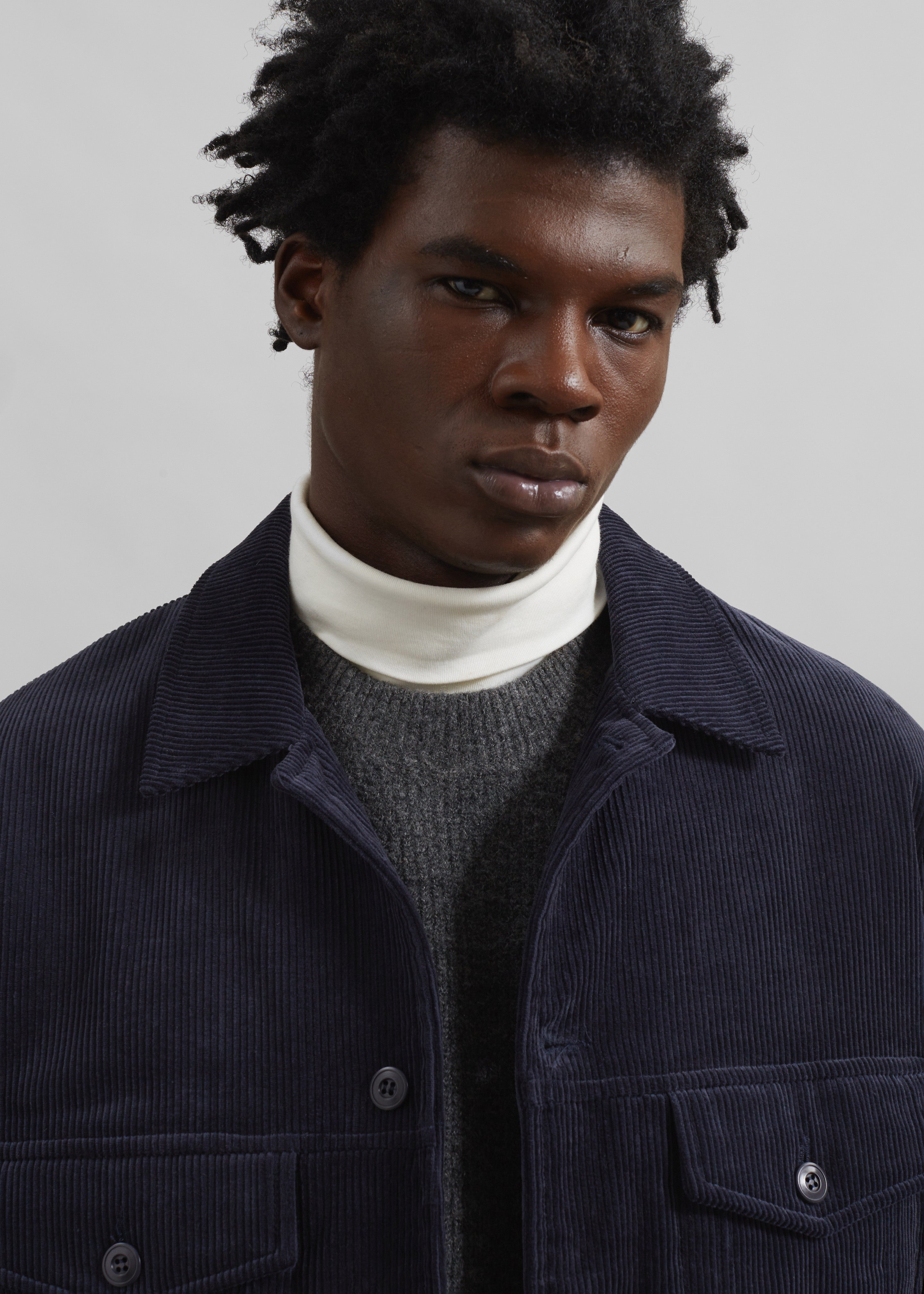 Dresden Quilted Corduroy Jacket - Navy - 5