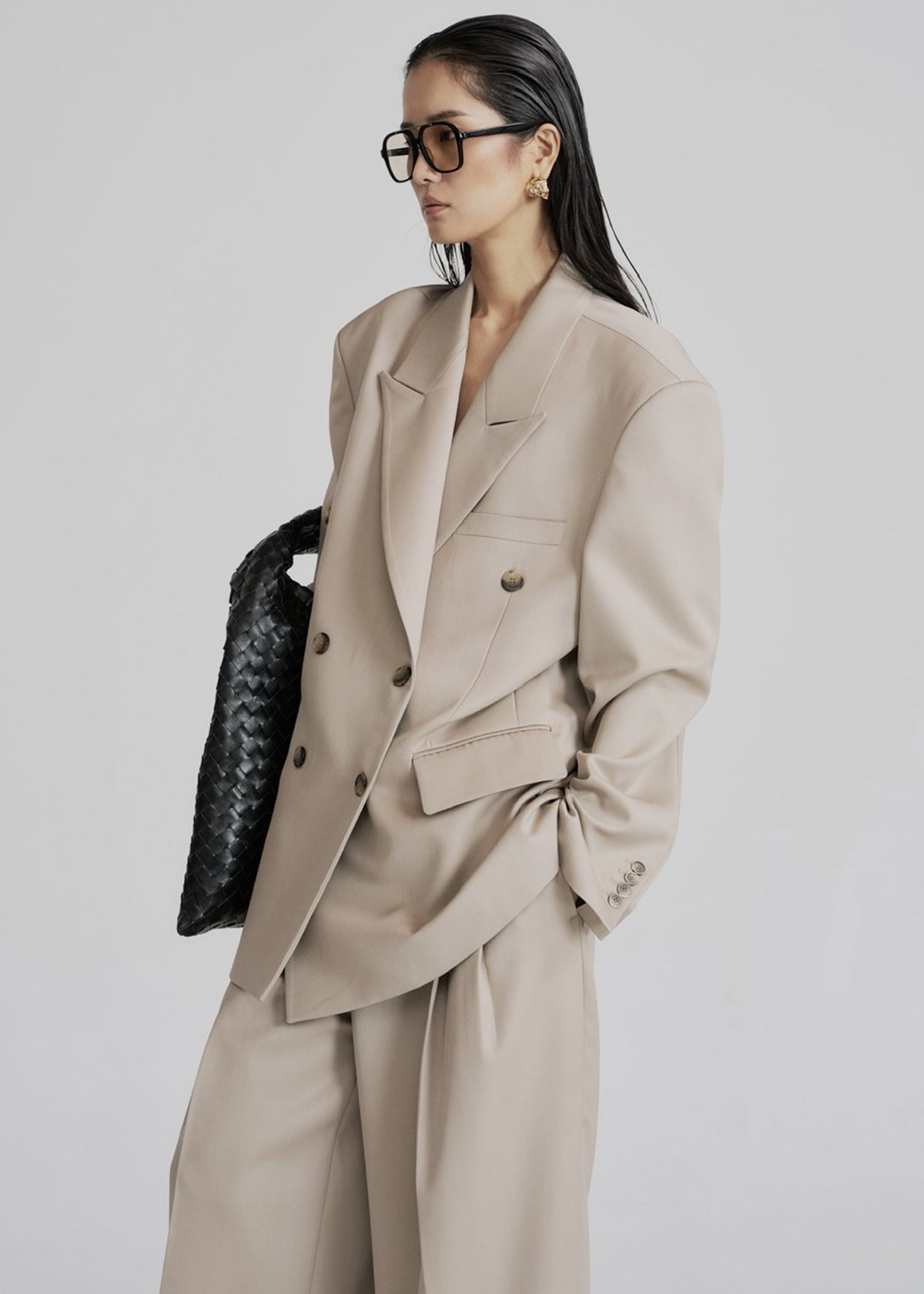 Dunbar Double-Breasted Blazer - Taupe - 5