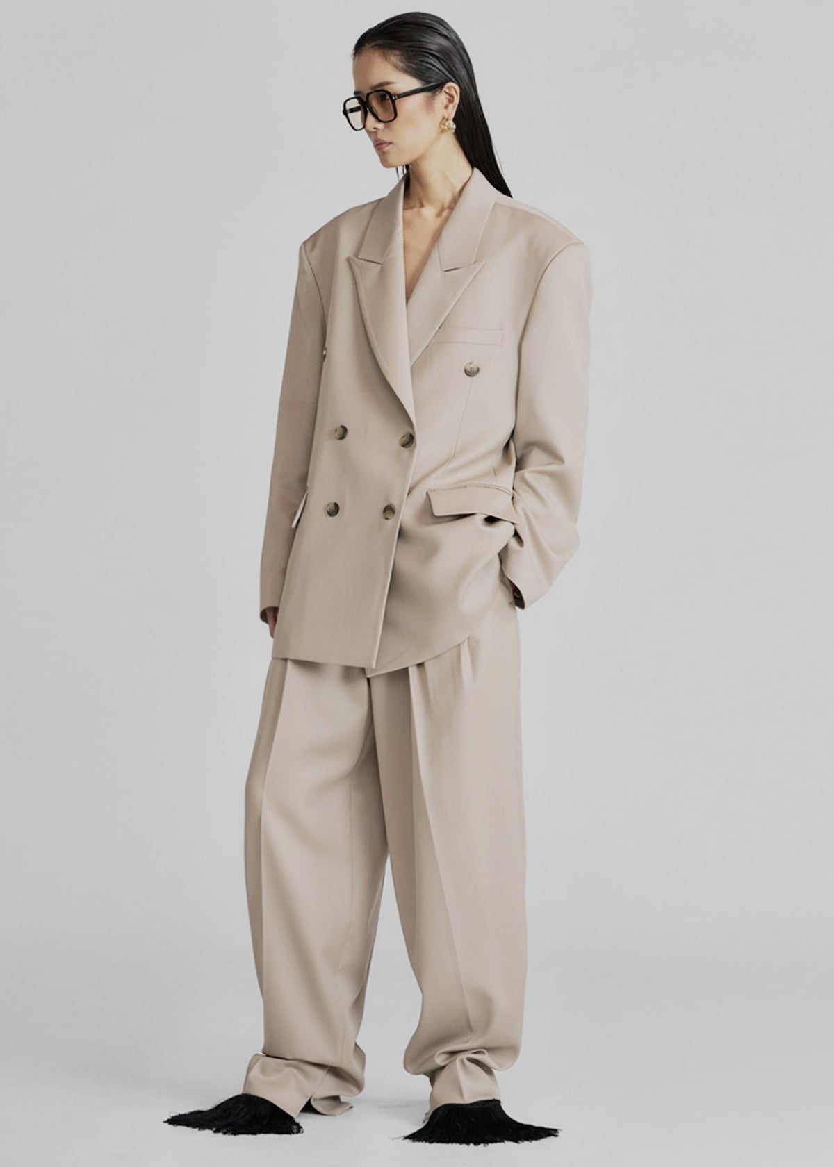 Dunbar Double-Breasted Blazer - Taupe - 6