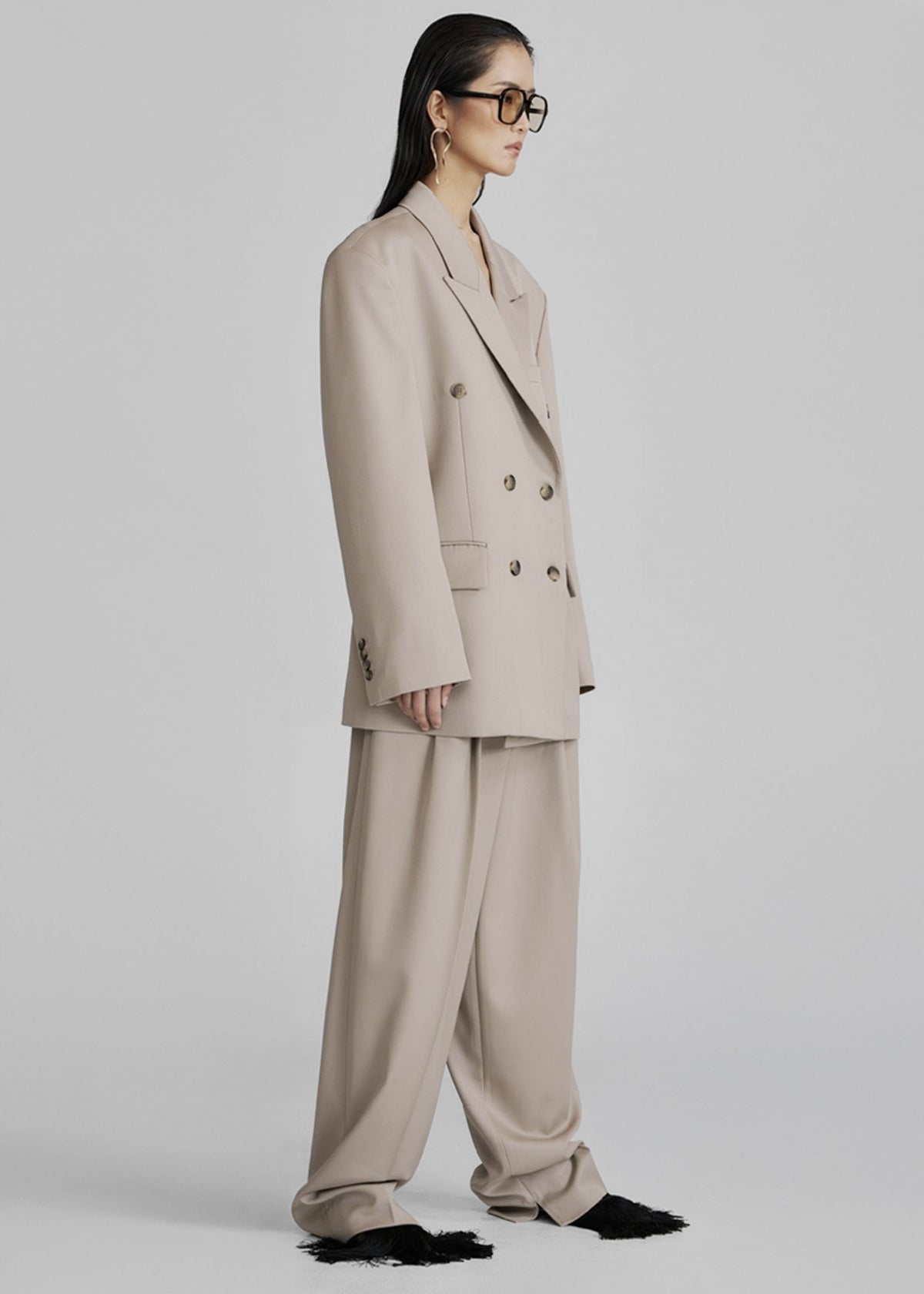 Dunbar Double-Breasted Blazer - Taupe - 9