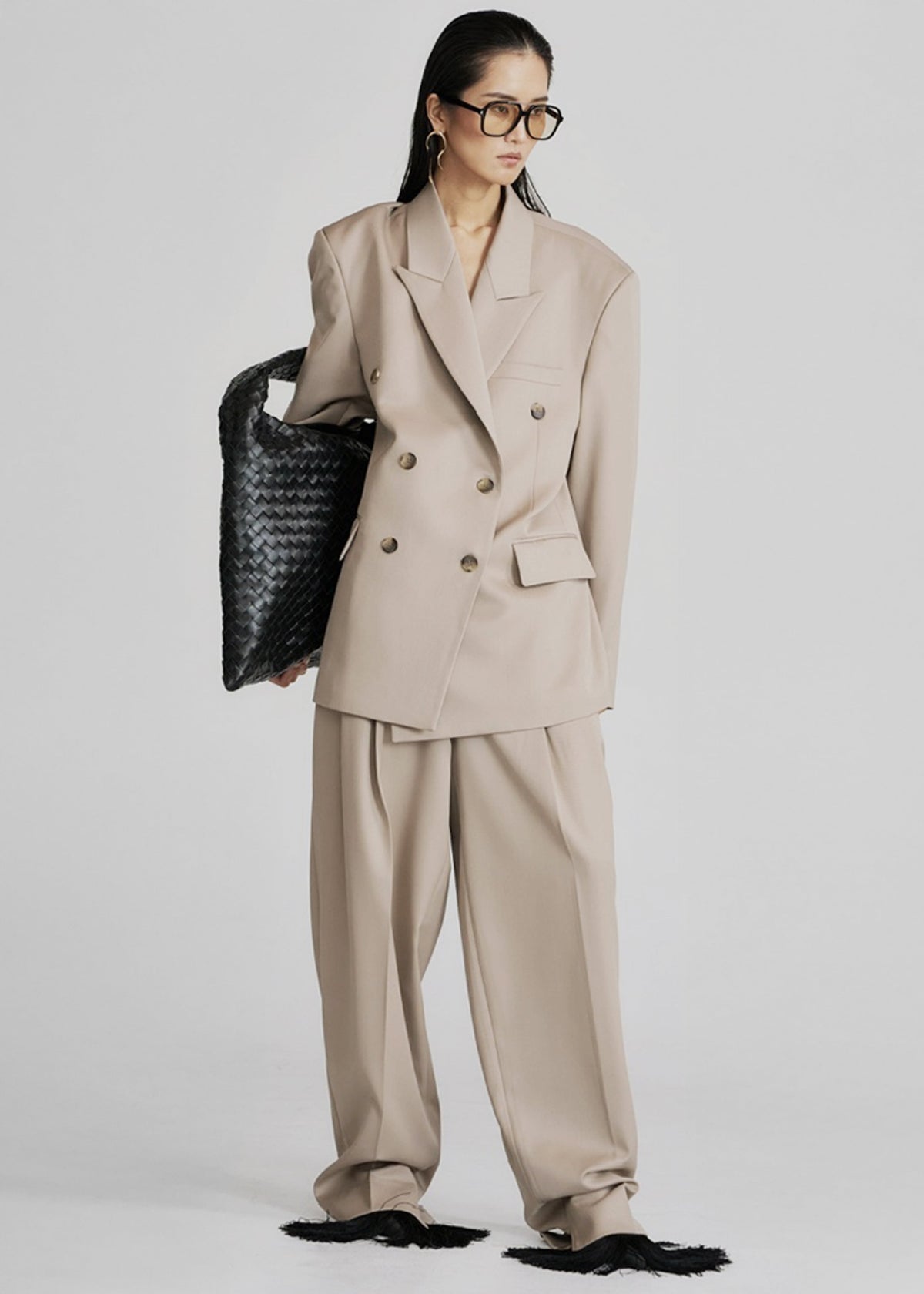 Dunbar Double-Breasted Blazer - Taupe - 2