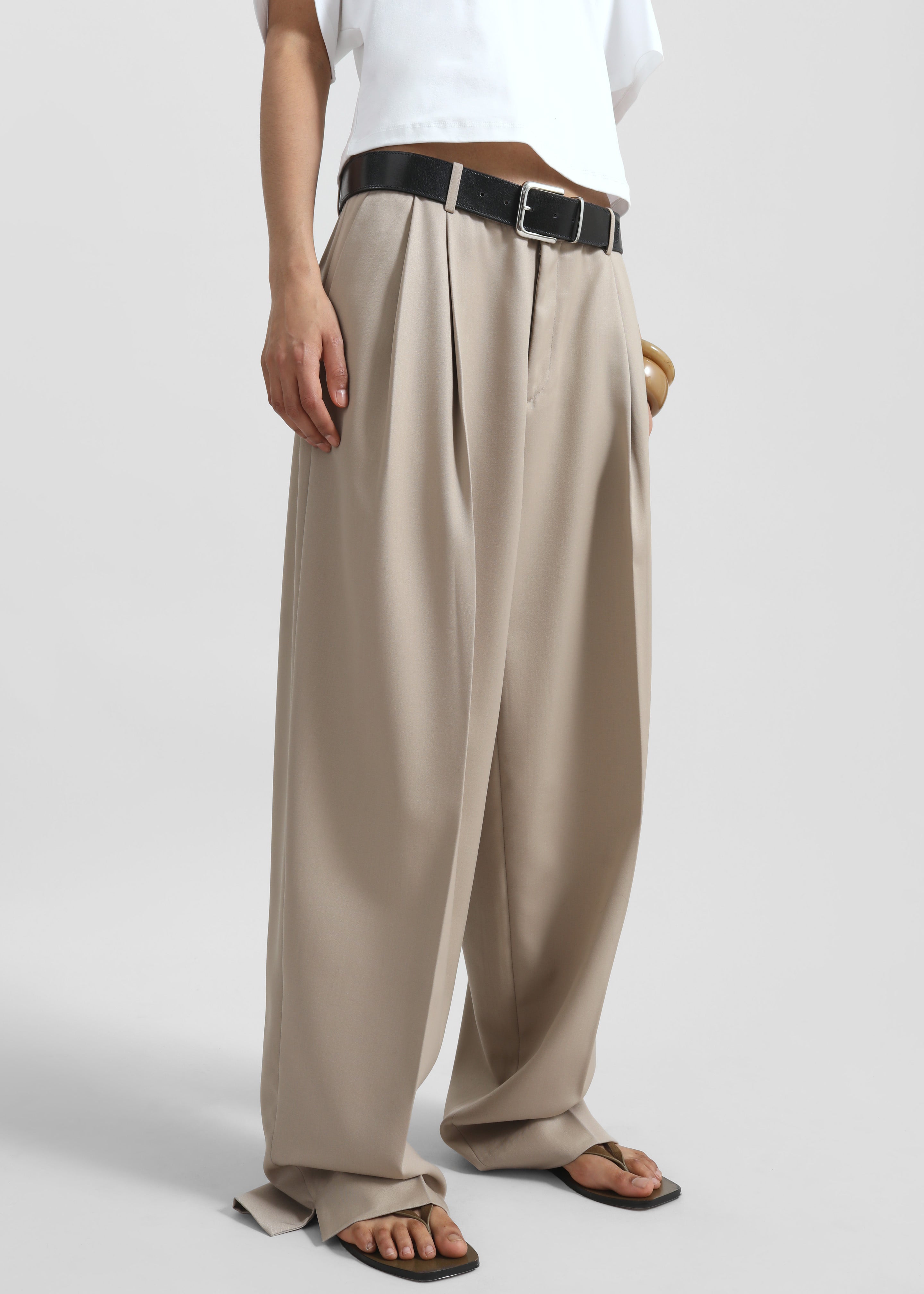 Dunbar Pleated Trousers - Taupe - 5