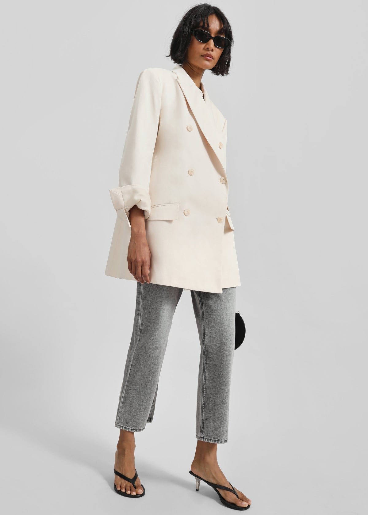 Dunleer Double-Breasted Blazer - Cream - 3