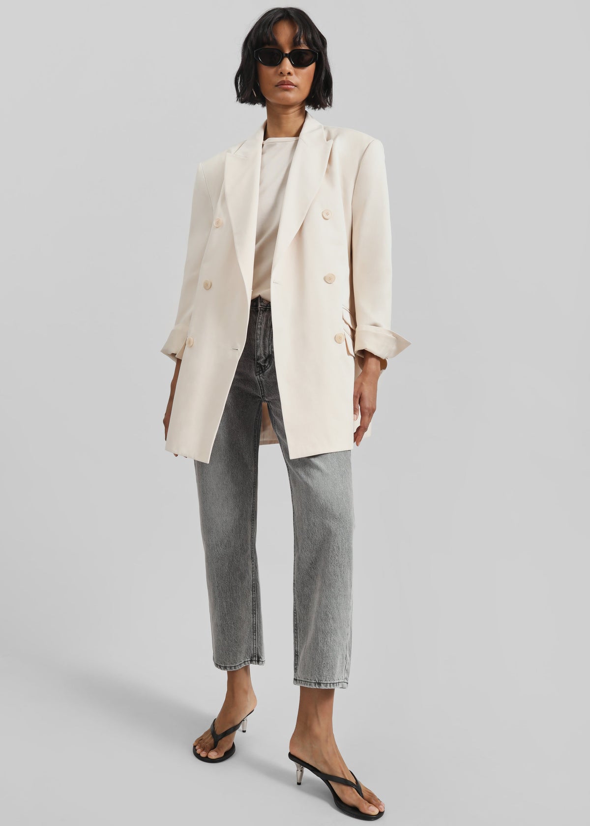 Dunleer Double-Breasted Blazer - Cream - 5