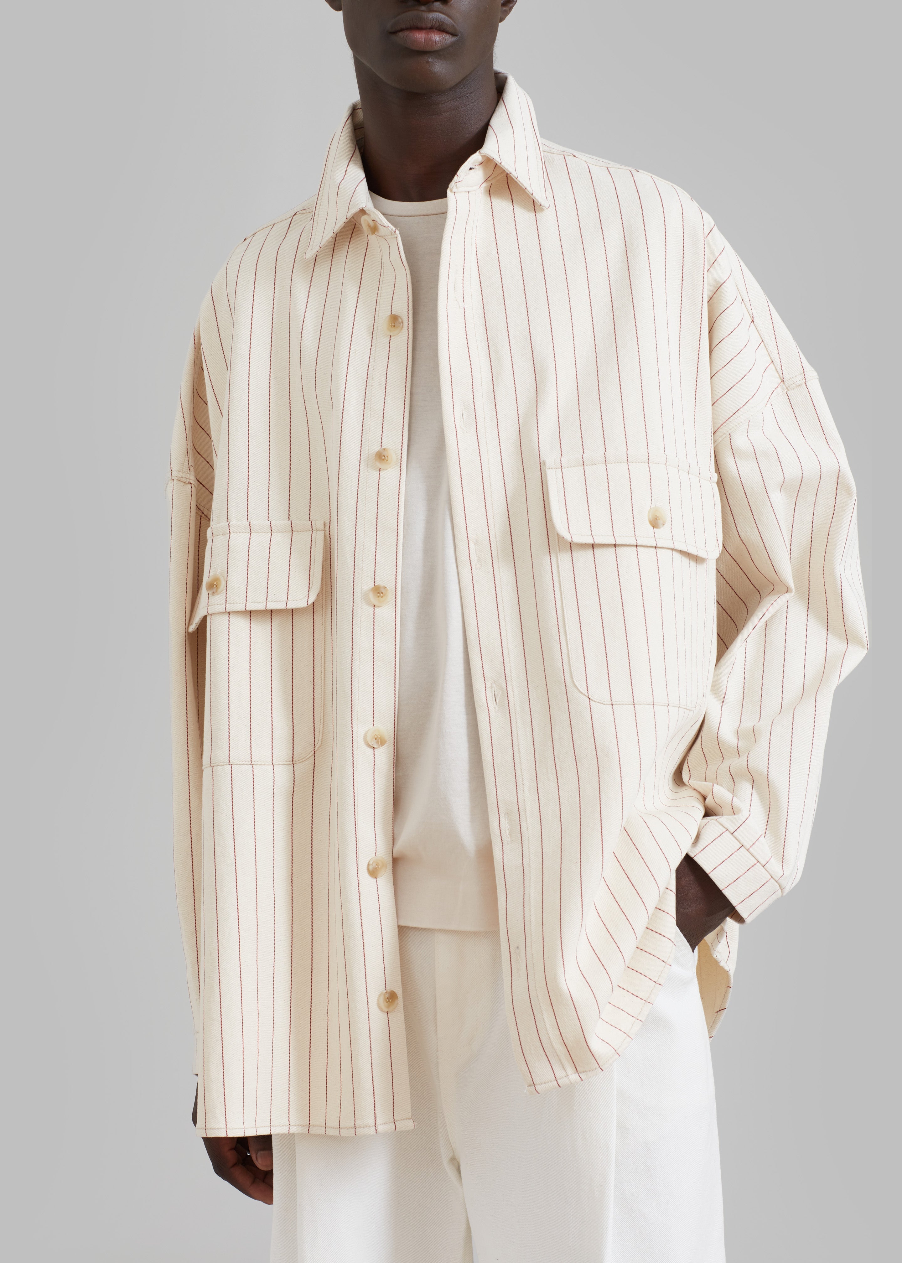 Dallas Denim Overshirt - Burgundy Pinstripe - 15