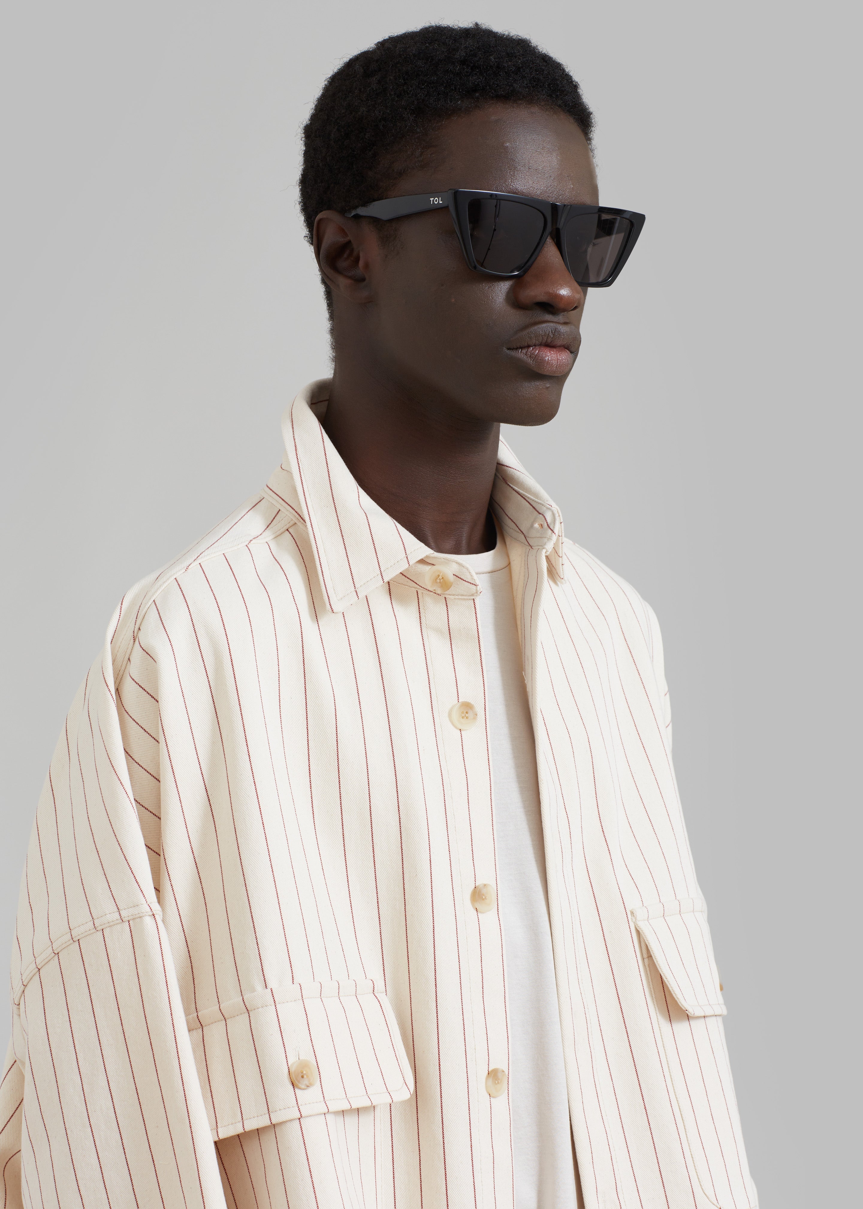 Dallas Denim Overshirt - Burgundy Pinstripe - 14