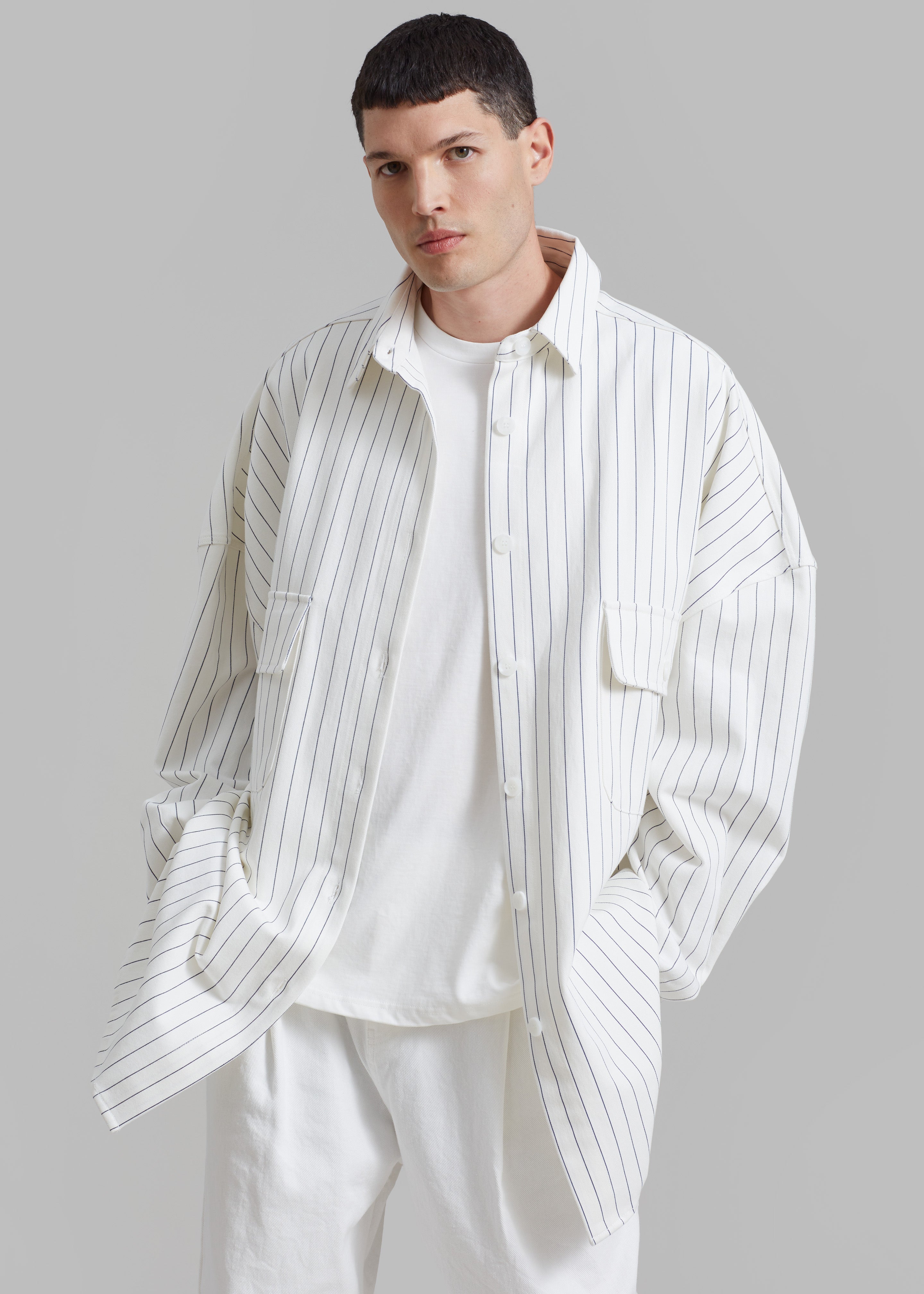 Dallas Denim Overshirt - Blue Pinstripe - 14