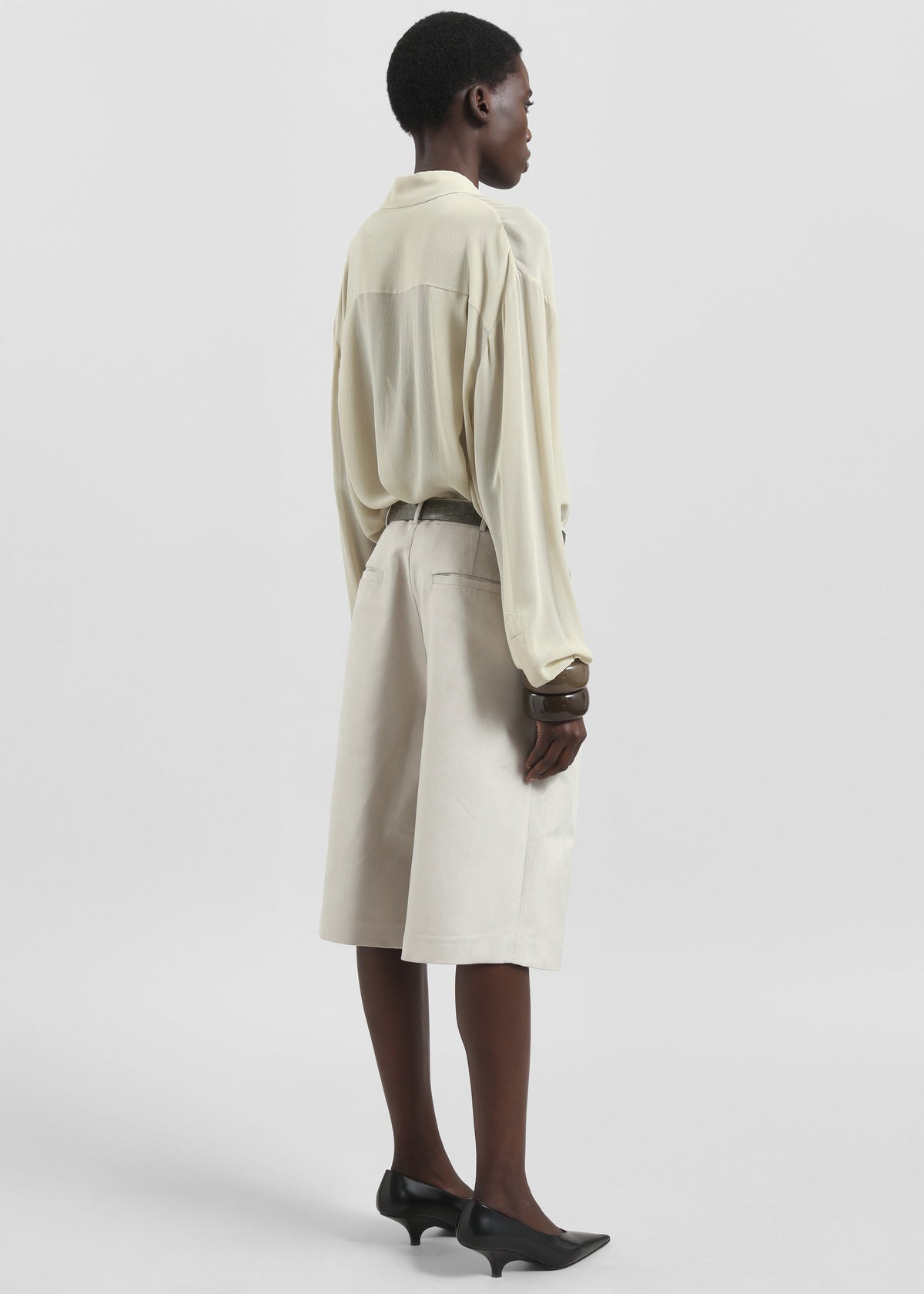 Edale Faux Suede Bermuda Shorts - Light Beige - 7