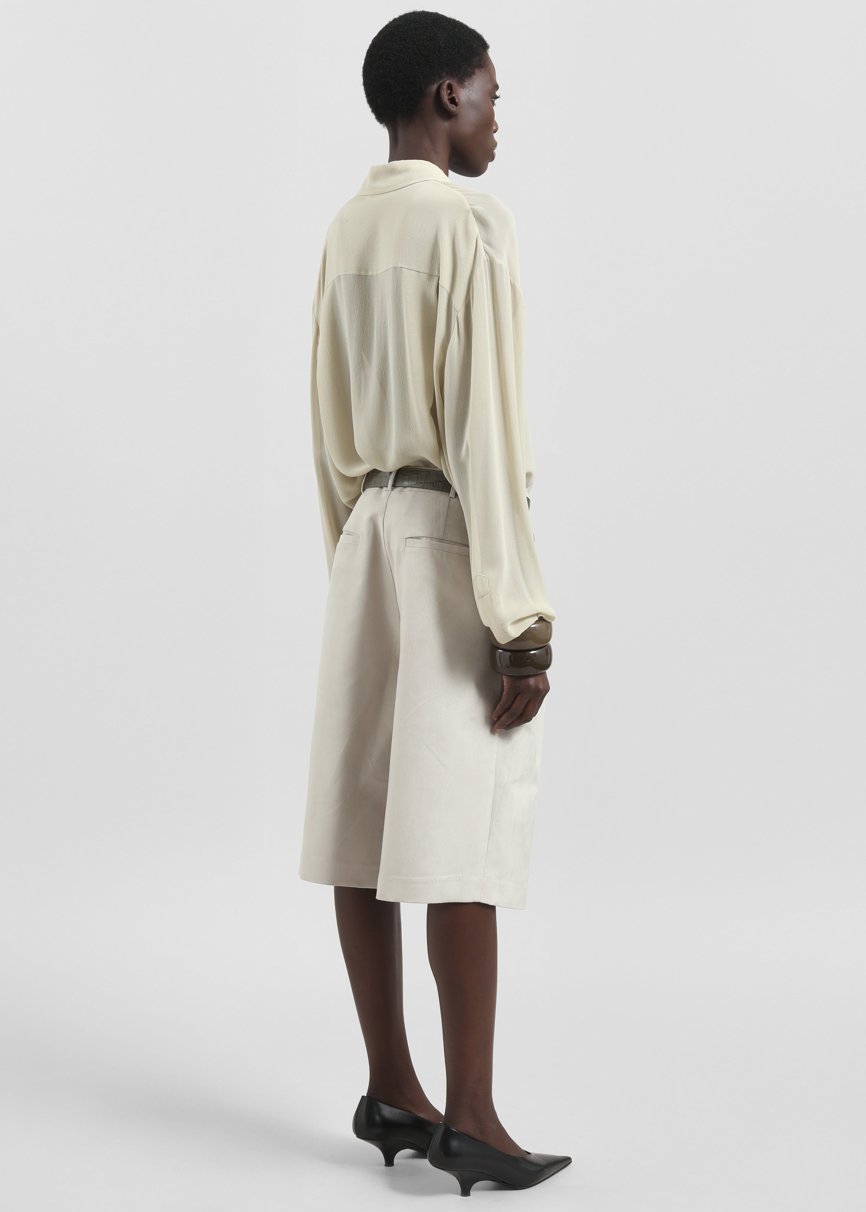 Edale Faux Suede Bermuda Shorts - Light Beige - 7