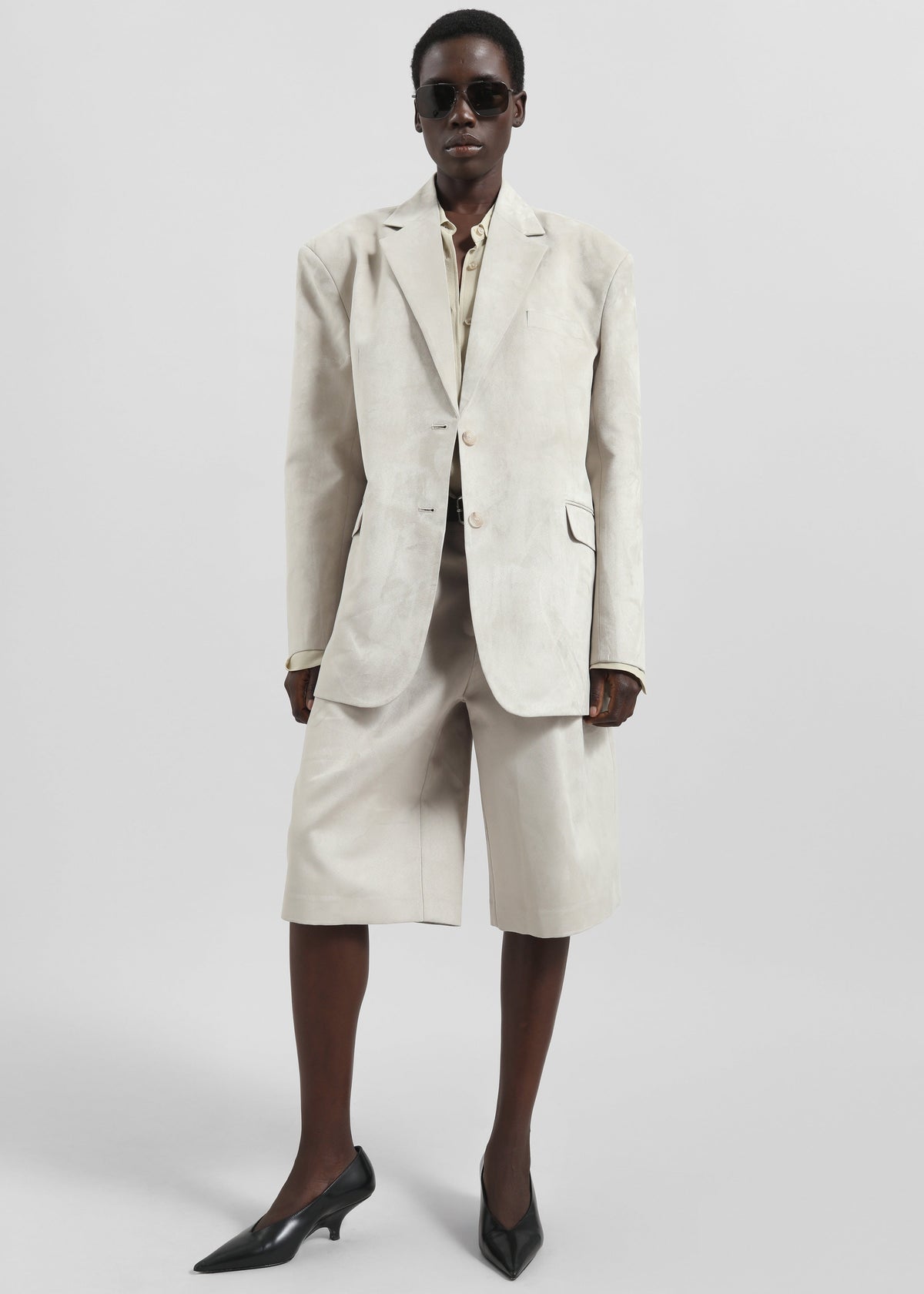 Edale Faux Suede Blazer - Light Beige - 5