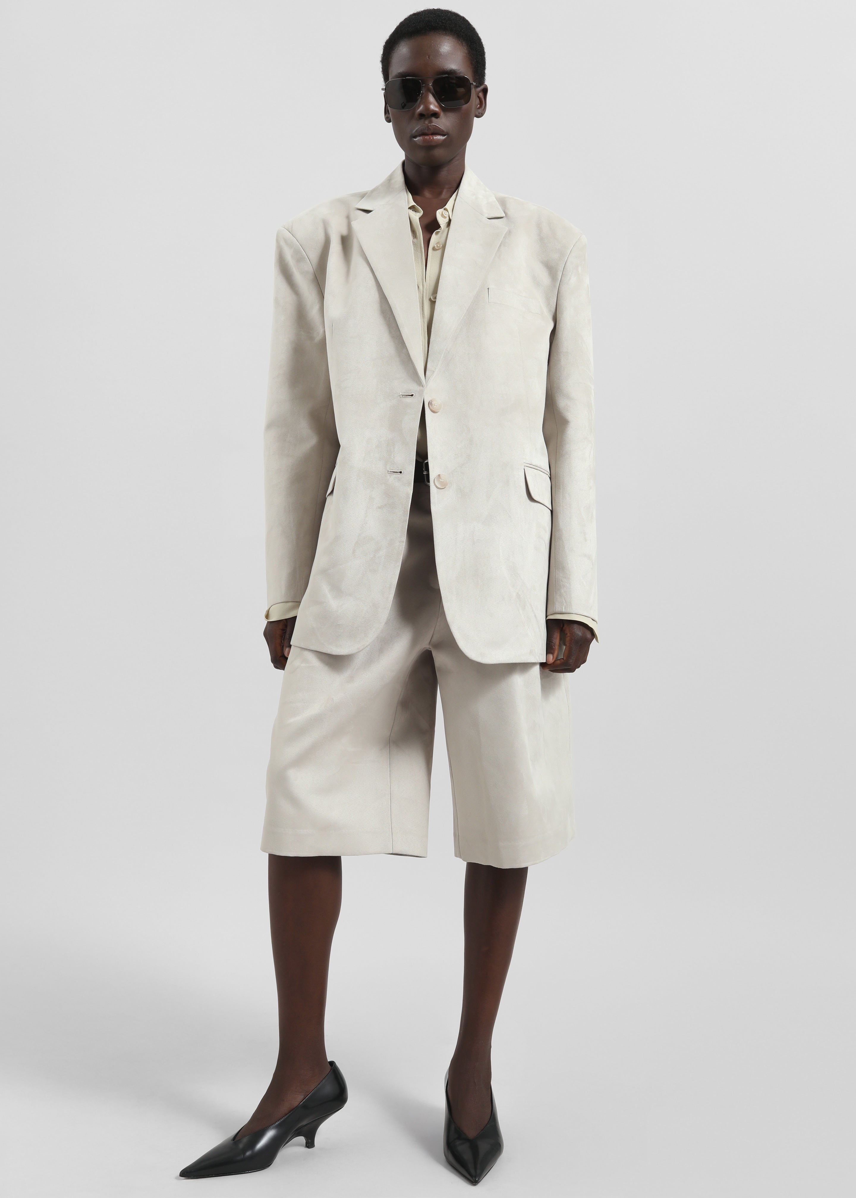 Edale Faux Suede Blazer - Light Beige - 5